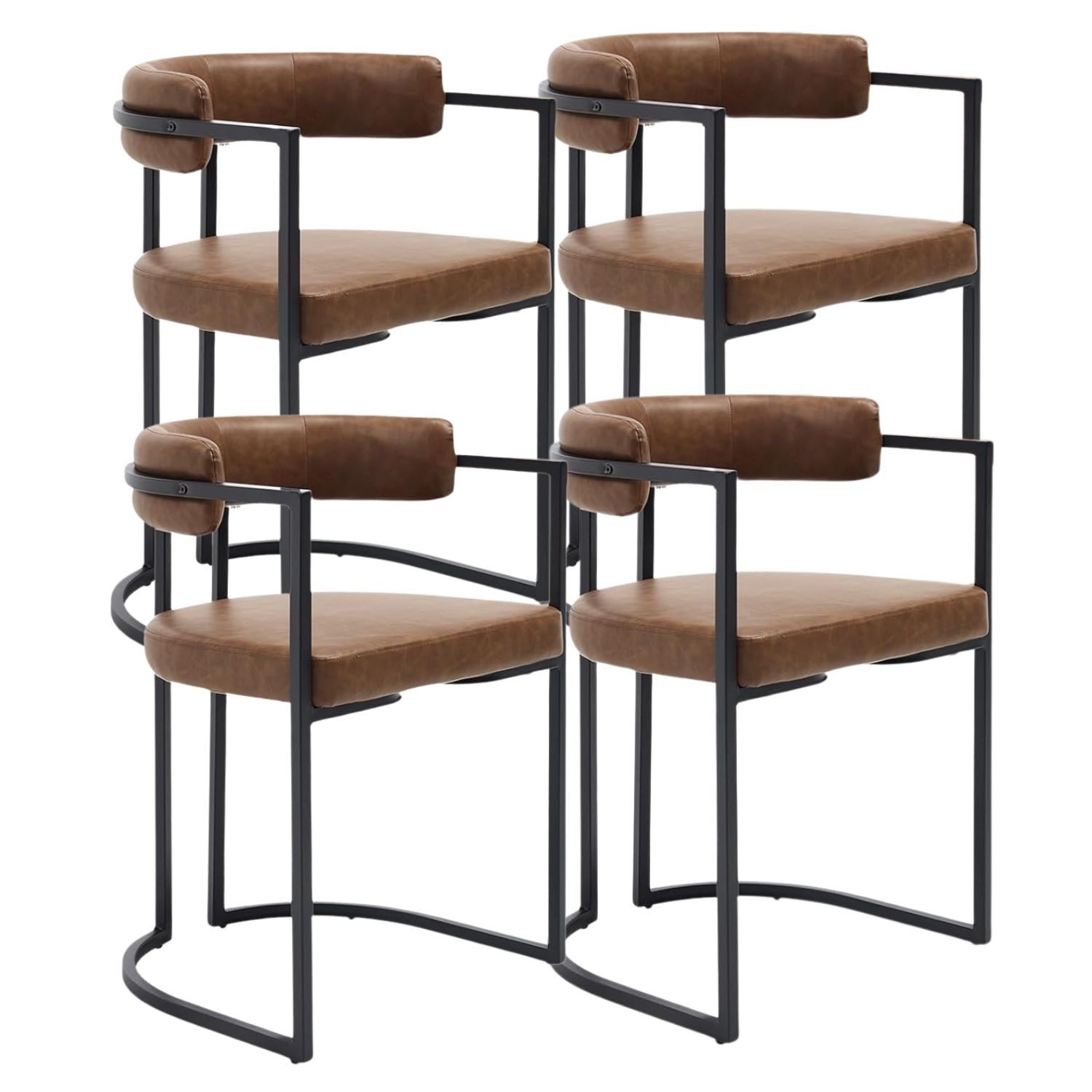 WAHSON OFFICE CHAIRS Esszimmerstuhl 2/4er Set Samt/Kunstleder/Kunstfell-Eckstühle, schwarze Metallbeine (4 St)