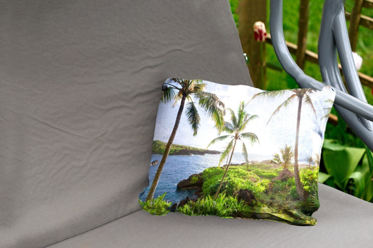 Die Dekokissenbezug, Polyester, Kissenhülle und an tropische Fauna Flora von der Küste Hawaii, MuchoWow Dekokissen Outdoor-Dekorationskissen,
