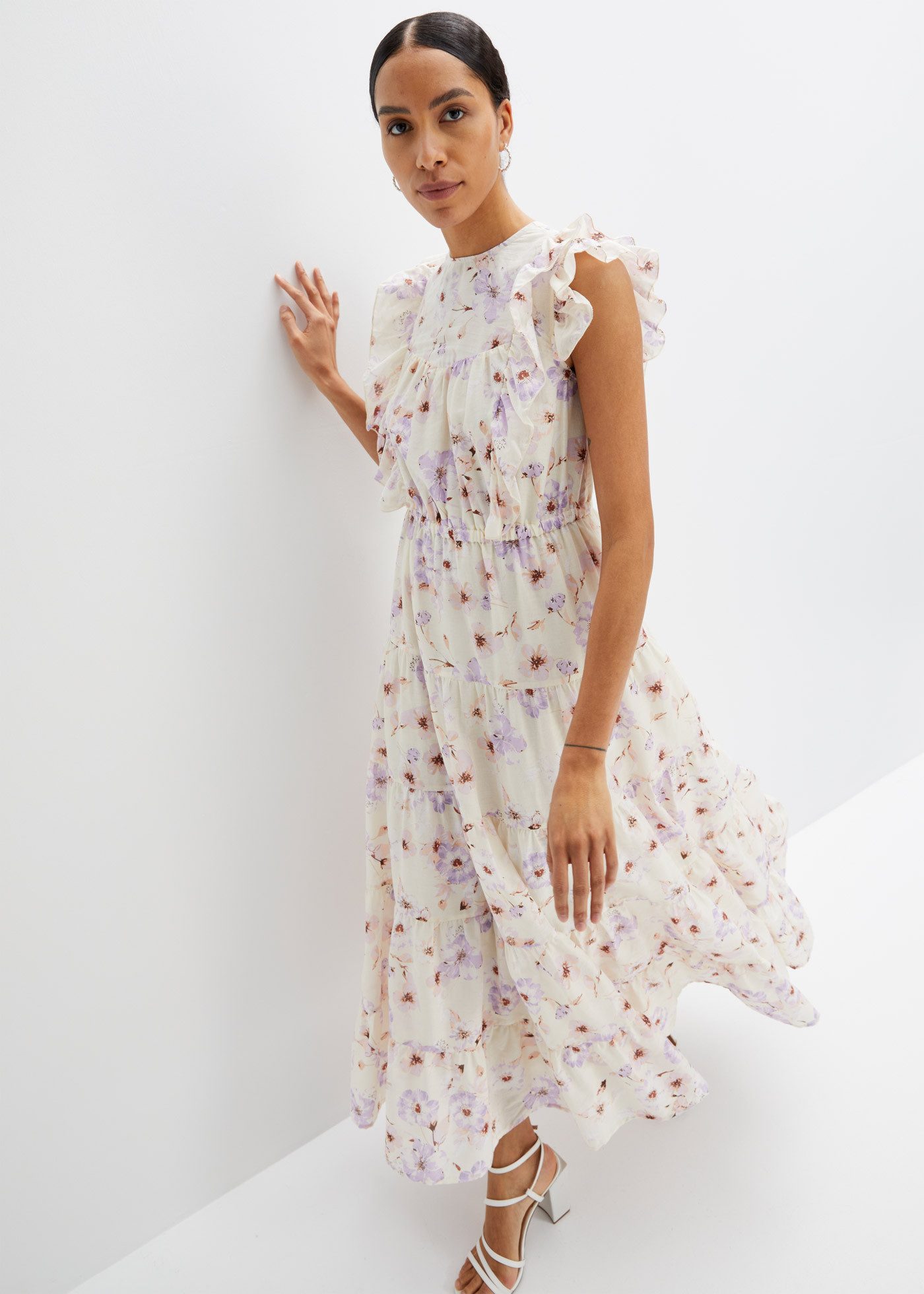 bonprix Maxikleid aus reiner Baumwolle, ausgestellte Passform, ärmellos, mit Volants – Bild 5 von 5