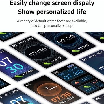 findtime Smartwatch (1,59 Zoll, Android, iOS), mit Fitness Uhr Wasserdichter IP68 Herzfrequenzmonitor Blutdruckmesser