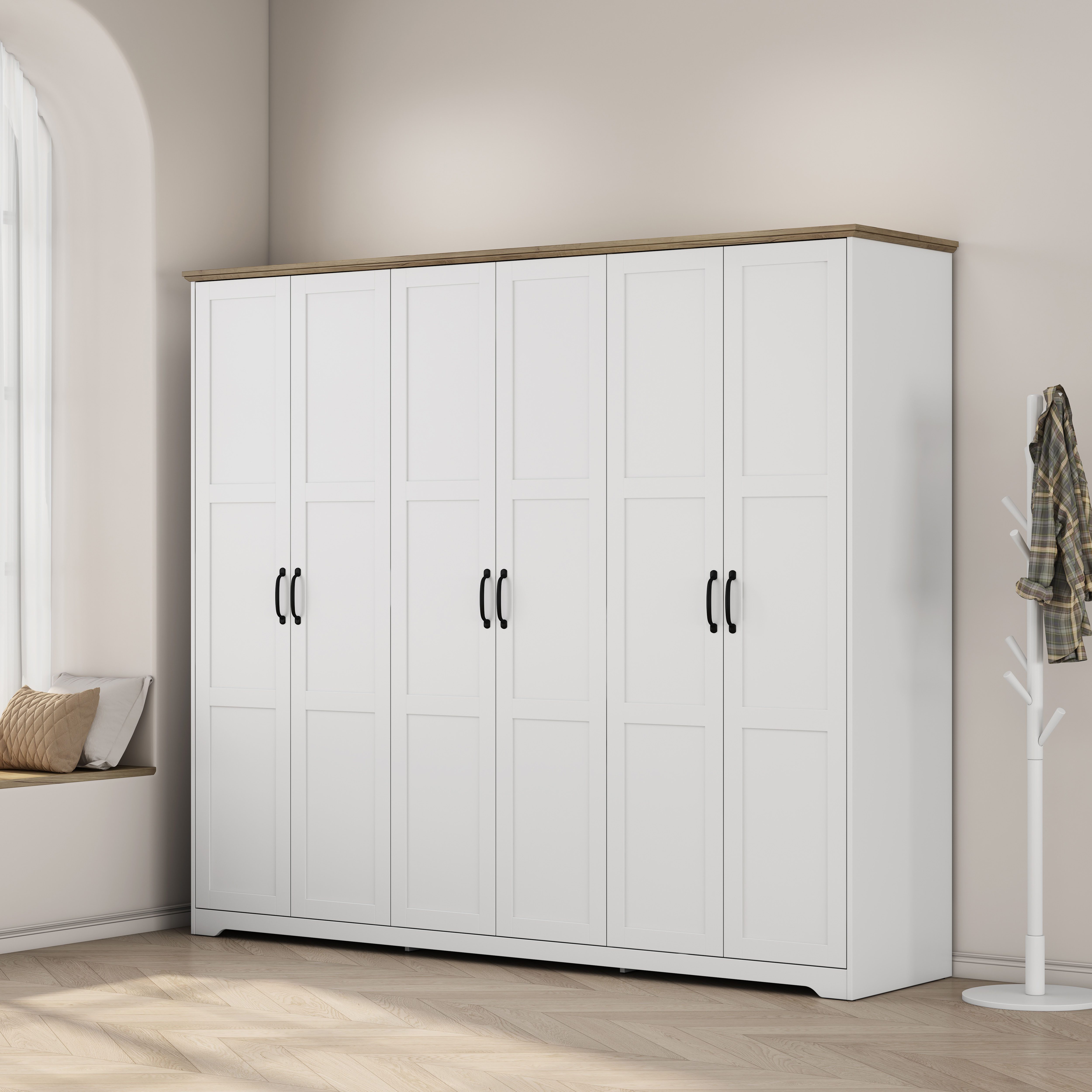 OTTO home Kleiderschrank Emmilia Schrank Schlafzimmerschrank im Landhaus Design (Mit vielen Einlegeböden und Softclose) Landhaus Schrank mit 6 Türen Breite 226,5cm Höhe 2m