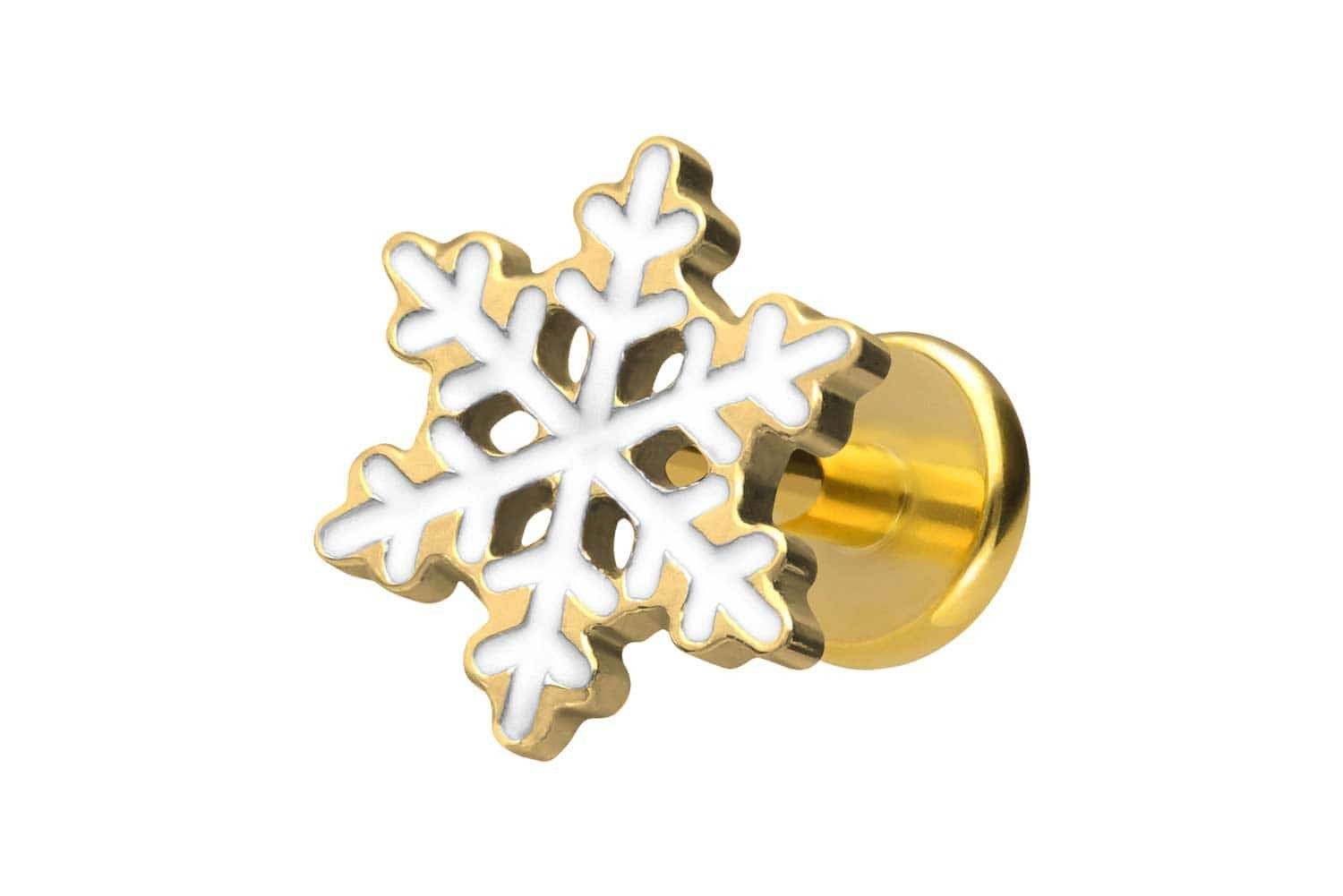 PIERCINGLINE Piercing-Set Titan Labret mit Innengewinde SCHNEEFLOCKE (Labrets, 1-tlg)