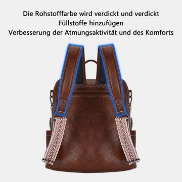 REDOM Rucksack Laptoprucksack Schulrucksack Lederrucksack Reiserucksack Leder (32x35x15 cm, Schultertasche, Notebook Laptop, Schule Rucksack, Mit Handtasche), für Herren Damen Jungen Teenager Freizeit Arbeit Business Reisen