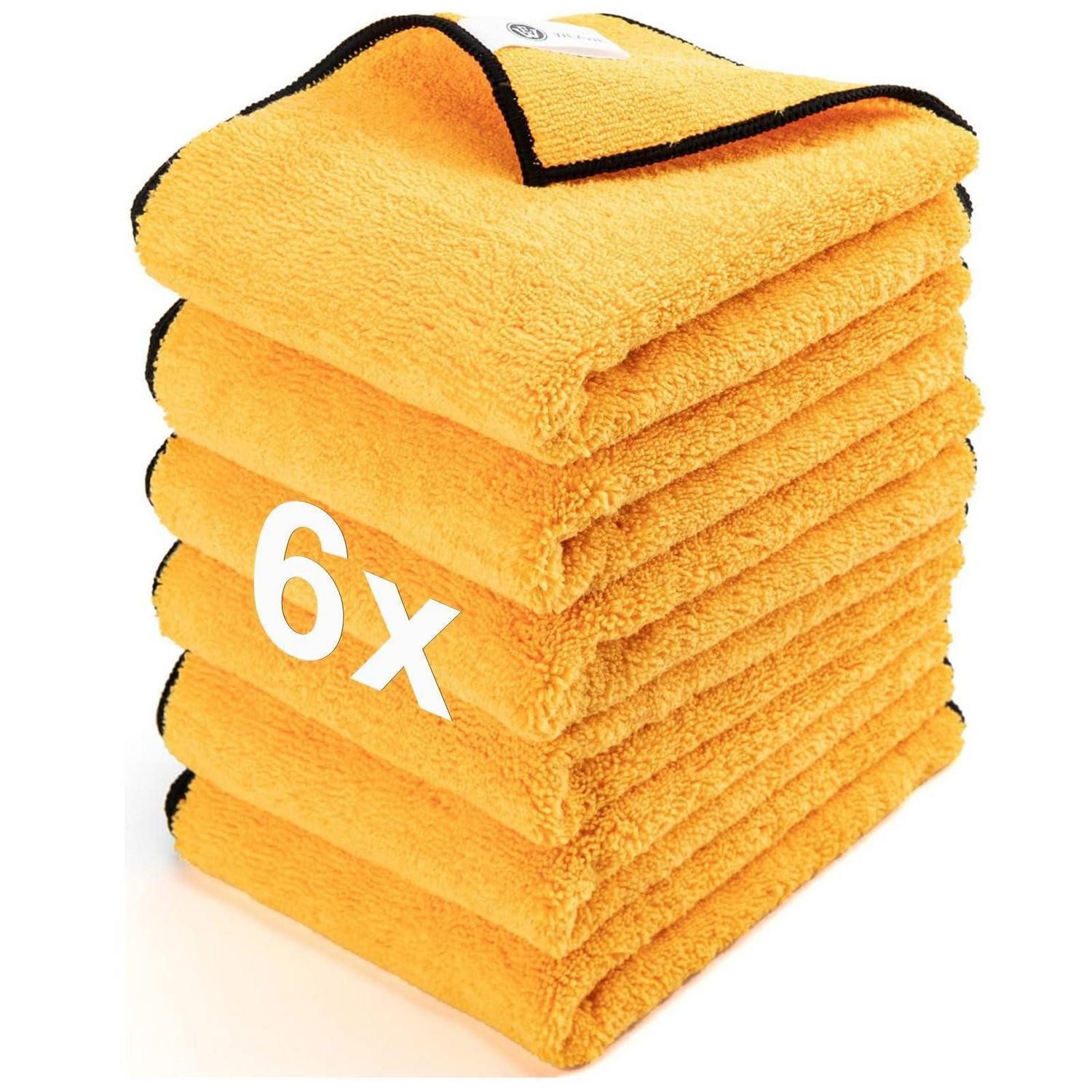 LuxusKollektion Mikrofasertücher Auto Poliertuch Fusselfrei Gold 6 Stück (60 x 40 cm) Mikrofasertuch