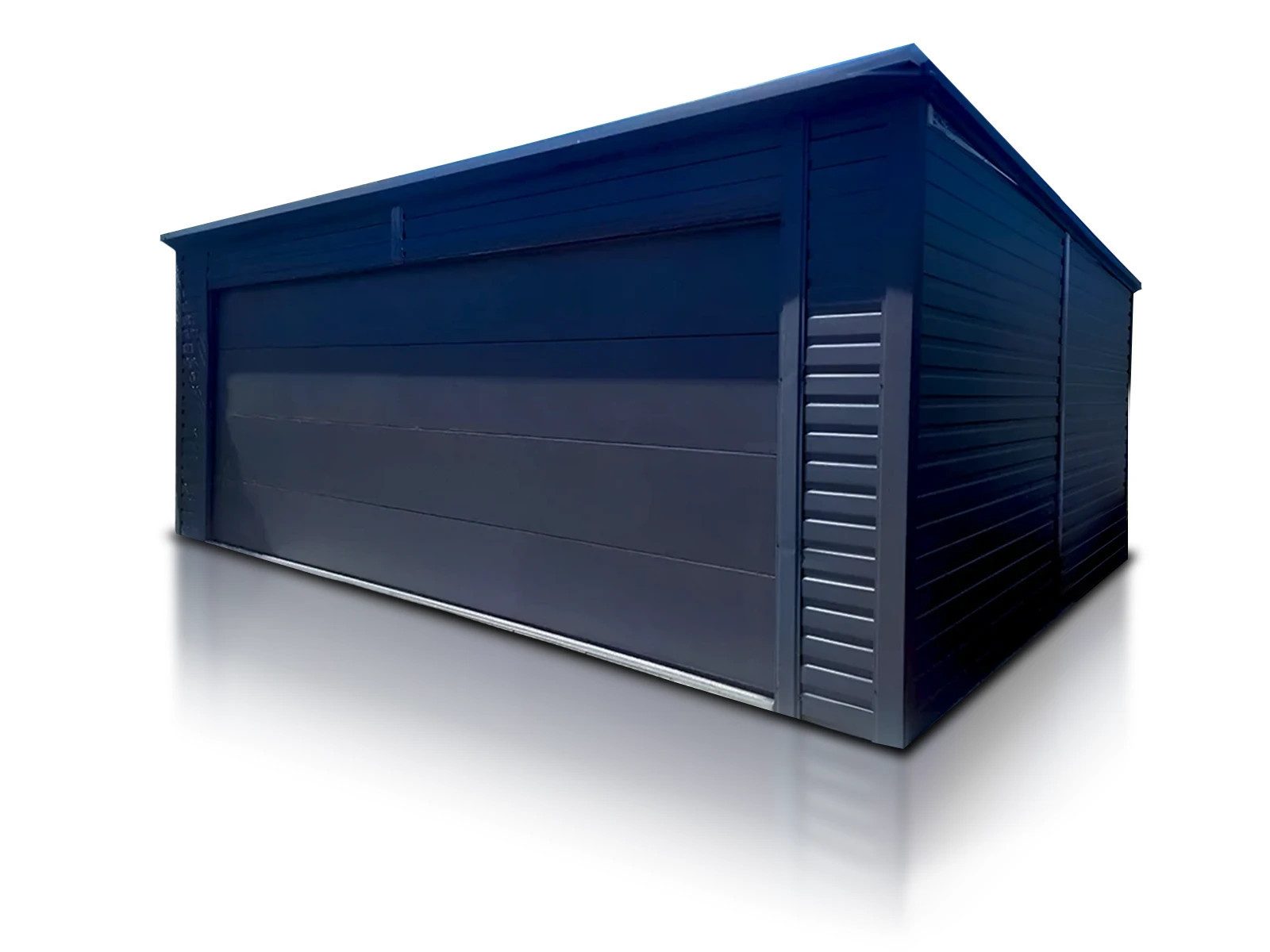 LiderStal Garage Einzelgarage aus Blech 600 x 600 cm Graphit Pultdach Sektionaltor (Set, für einen PKW), Pultdach, Sektionaltor mit Antrieb, Graphit