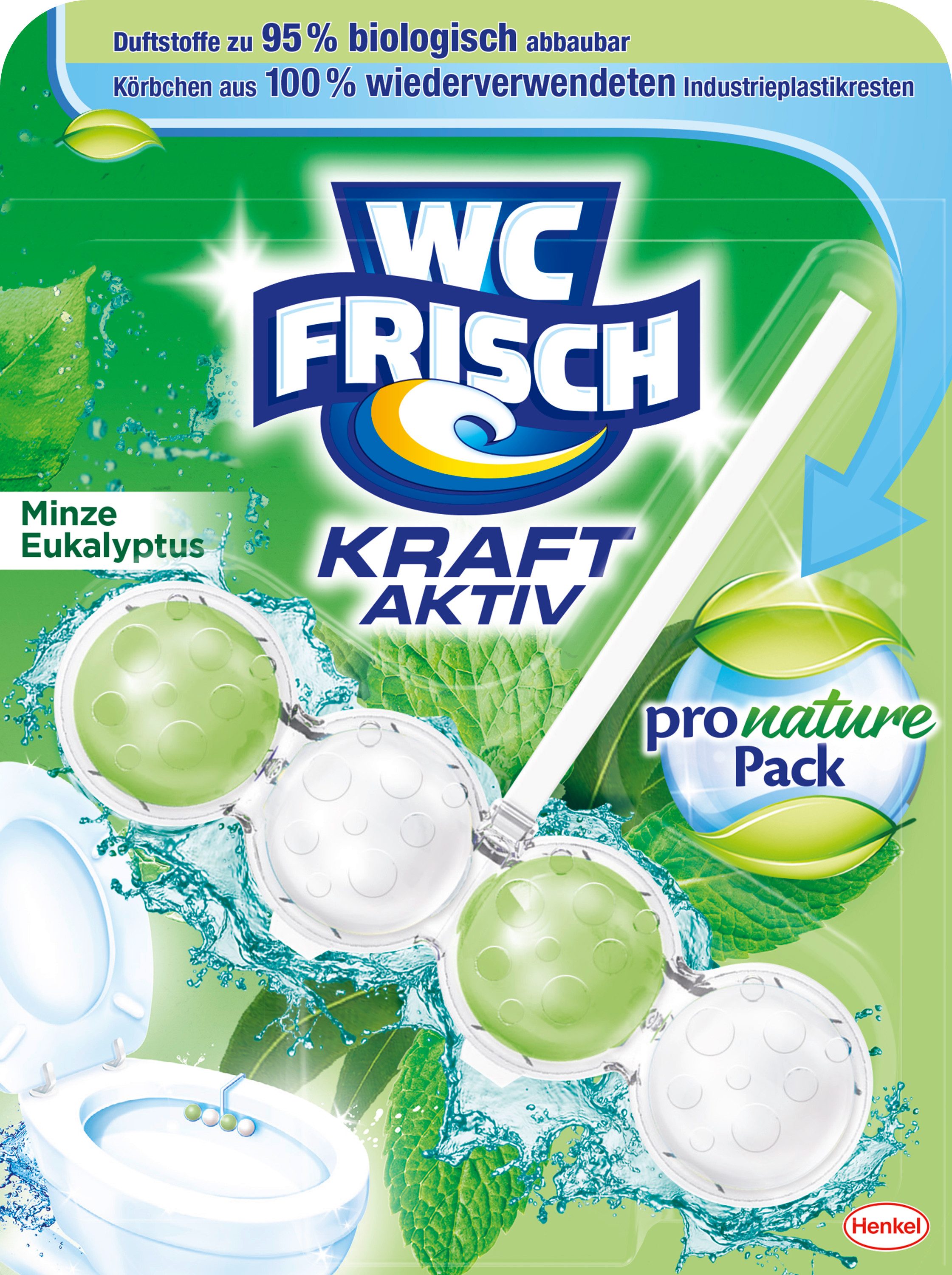 WC Frisch WC FRISCH Pro Nature Minze & Eukalyptus Duftstein 50g Засіб для чищення туалету (Pro Nature Pack, [1-St. mit Anti-Kalk-Effekt für Extra Frische)