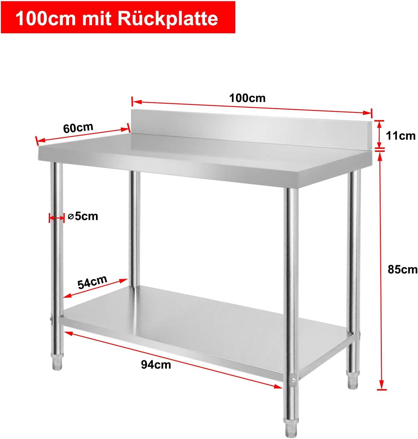 FIVMEN Arbeitstisch Edelstahl Tisch Küchentisch Edelstahltisch für Küche mi günstig online kaufen