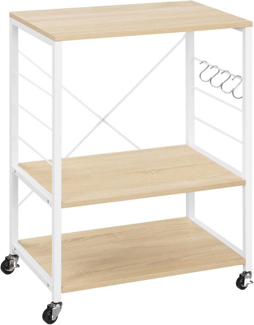 Woltu Küchenregal, 1-tlg., mit Rollen, 6 Ablagen, 4 Haken, Metallrahmen, 60 günstig online kaufen