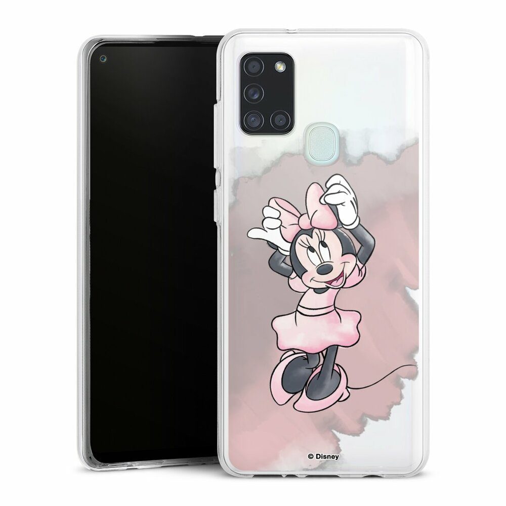 DeinDesign Handyhülle Disney Motiv ohne Hintergrund Minnie Watercolour transparent, Samsung Galaxy A21s Silikon Hülle Bumper Case Handy Schutzhülle