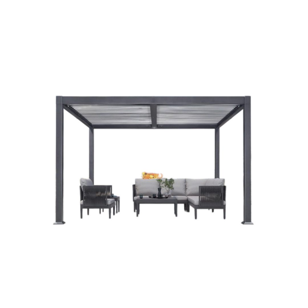 PURPLE LEAF Pergola Alu Terrassenüberdachung mit Lamellendach, stabiler Gartenpavillon, wasserdichte Gartenüberdachung für Balkon, Carport oder Grillplatz