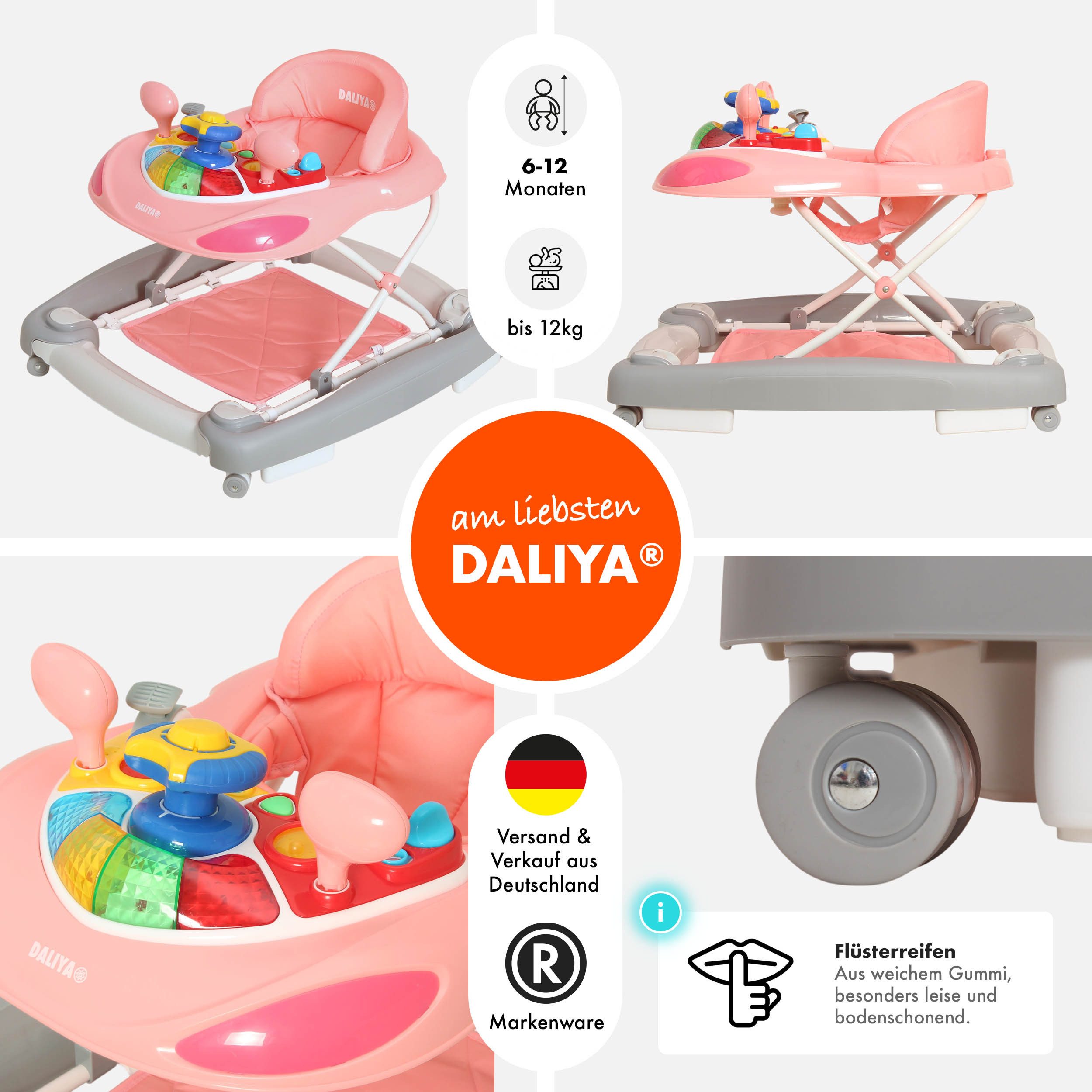 Daliya® Lauflernwagen BELLINO Lauflernhilfe mit Musik, Licht & Schaukelfunk günstig online kaufen