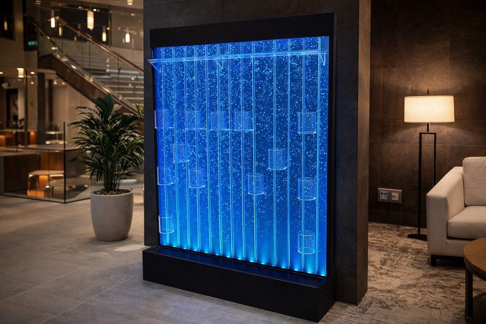 JVmoebel Zimmerbrunnen Led Wasser Wand Bar Regal Wassersäulen Flaschen Regale Sofort, (1 tlg)