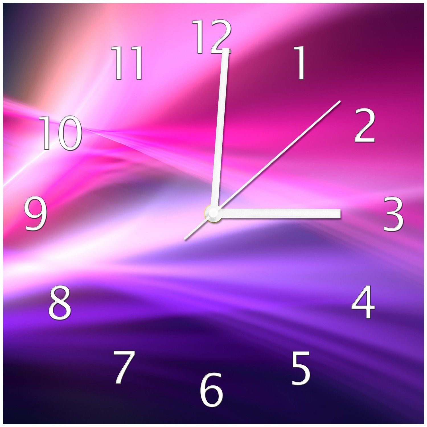 Linien Wanduhr pink lila und Formen (Glasuhr) in Abstrakte Wallario