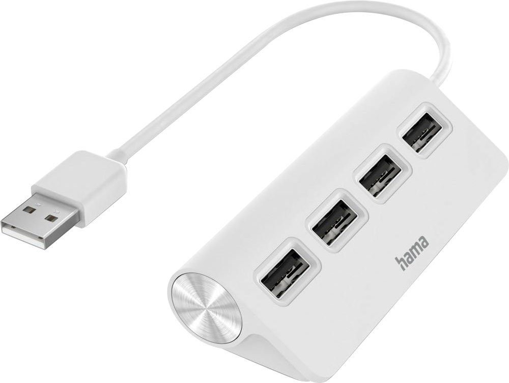 Hama USB-Hub, 4 Ports, USB 2.0, 480 Mbit/s, Weiß USB-Hub USB-Adapter, 15 cm