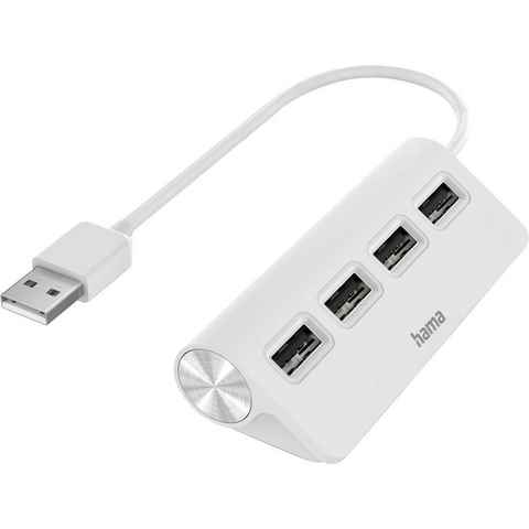 Hama USB-Hub mit 4 USB-A Ports, USB-A Stecker, 480 Mbit/s, 15 cm Kabellänge USB-Adapter USB Typ A, 15 cm, Verbinden von PC, Notebook, Tablet mit USB-Stick, Tastatur, Drucker