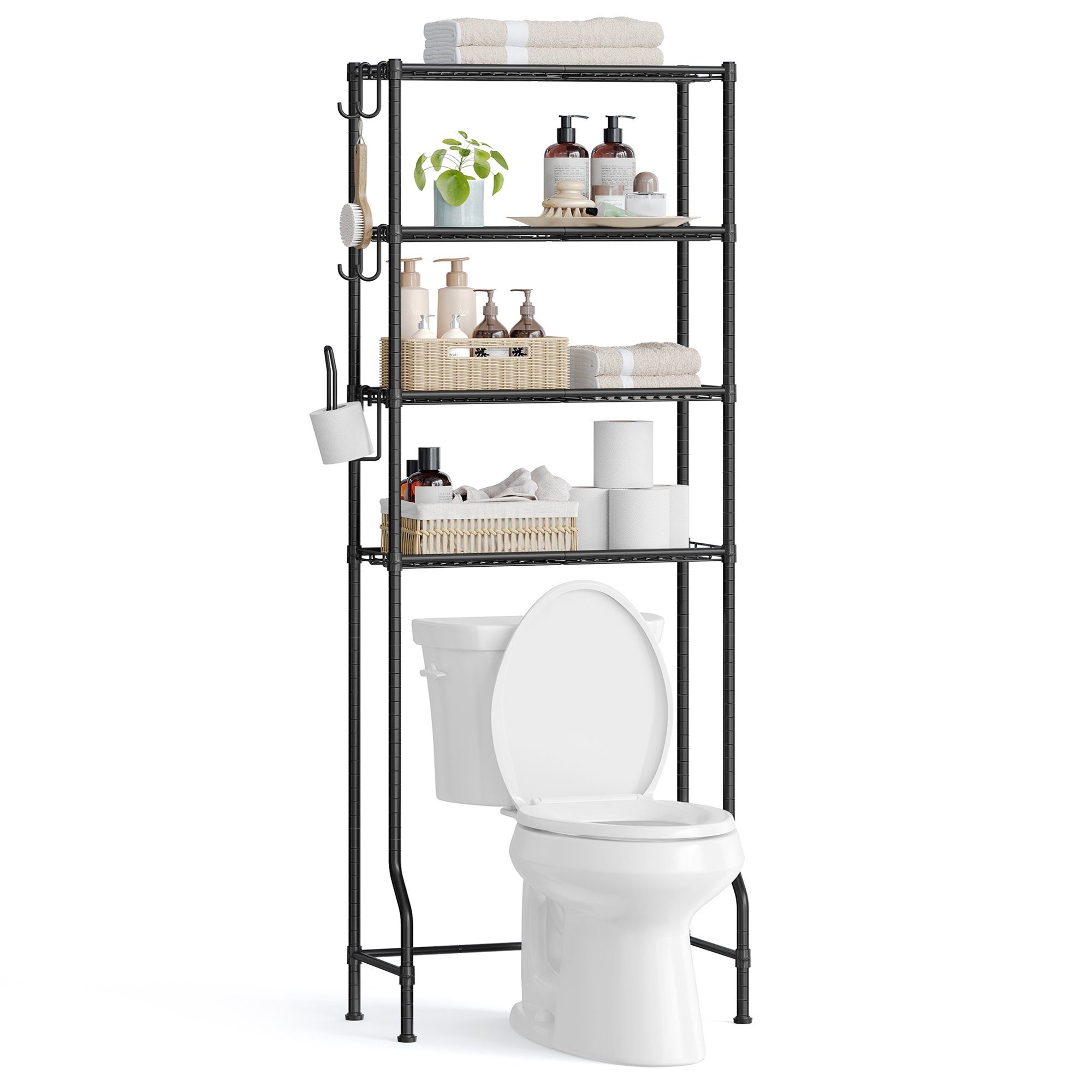 SONGMICS Badregal Badezimmerregal, 4-stöckiges Toilettenregal, verstellbare günstig online kaufen