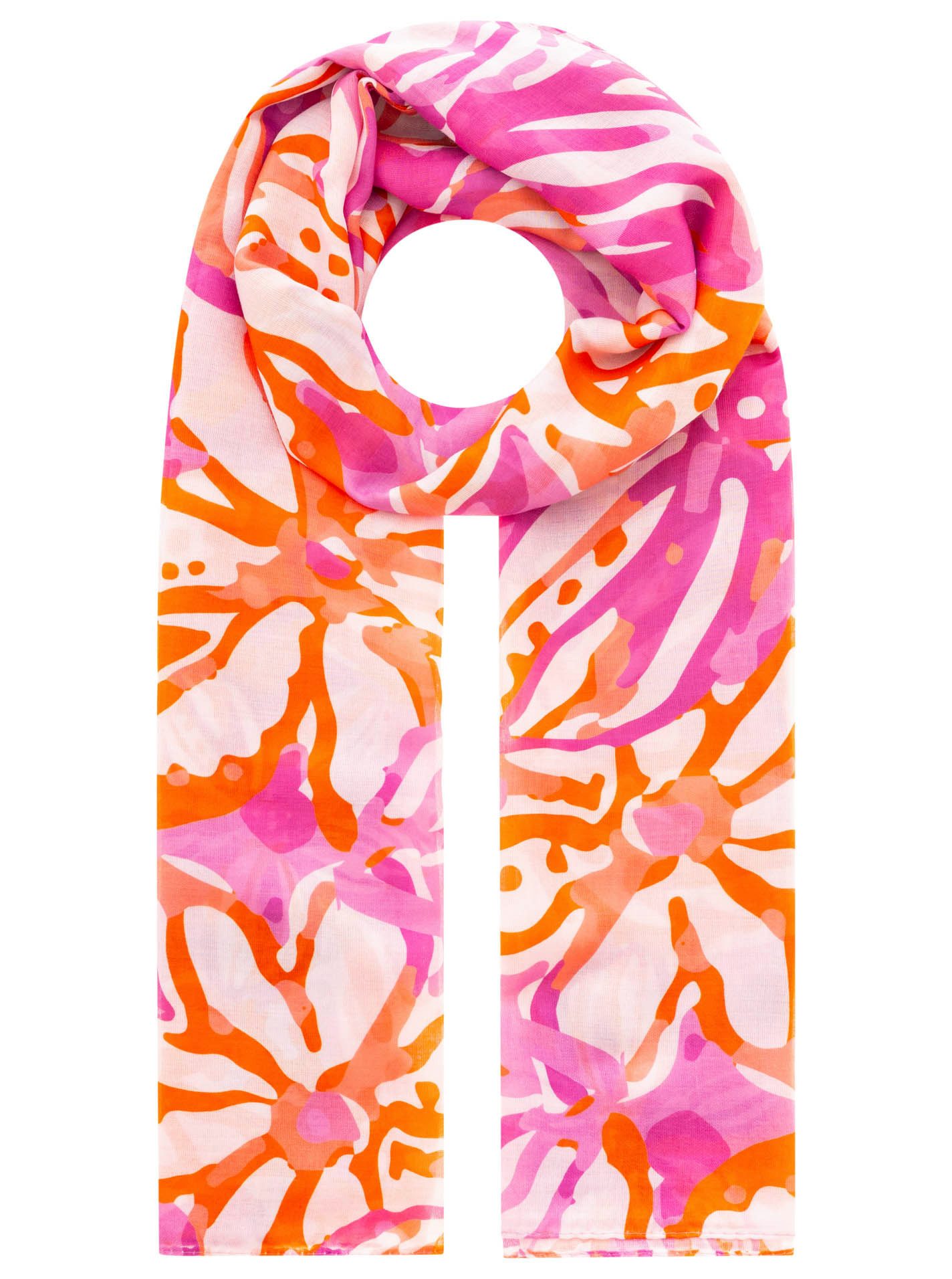 Zwillingsherz Schal "Flower Paradise", florales, farbenfrohes Muster, transparent