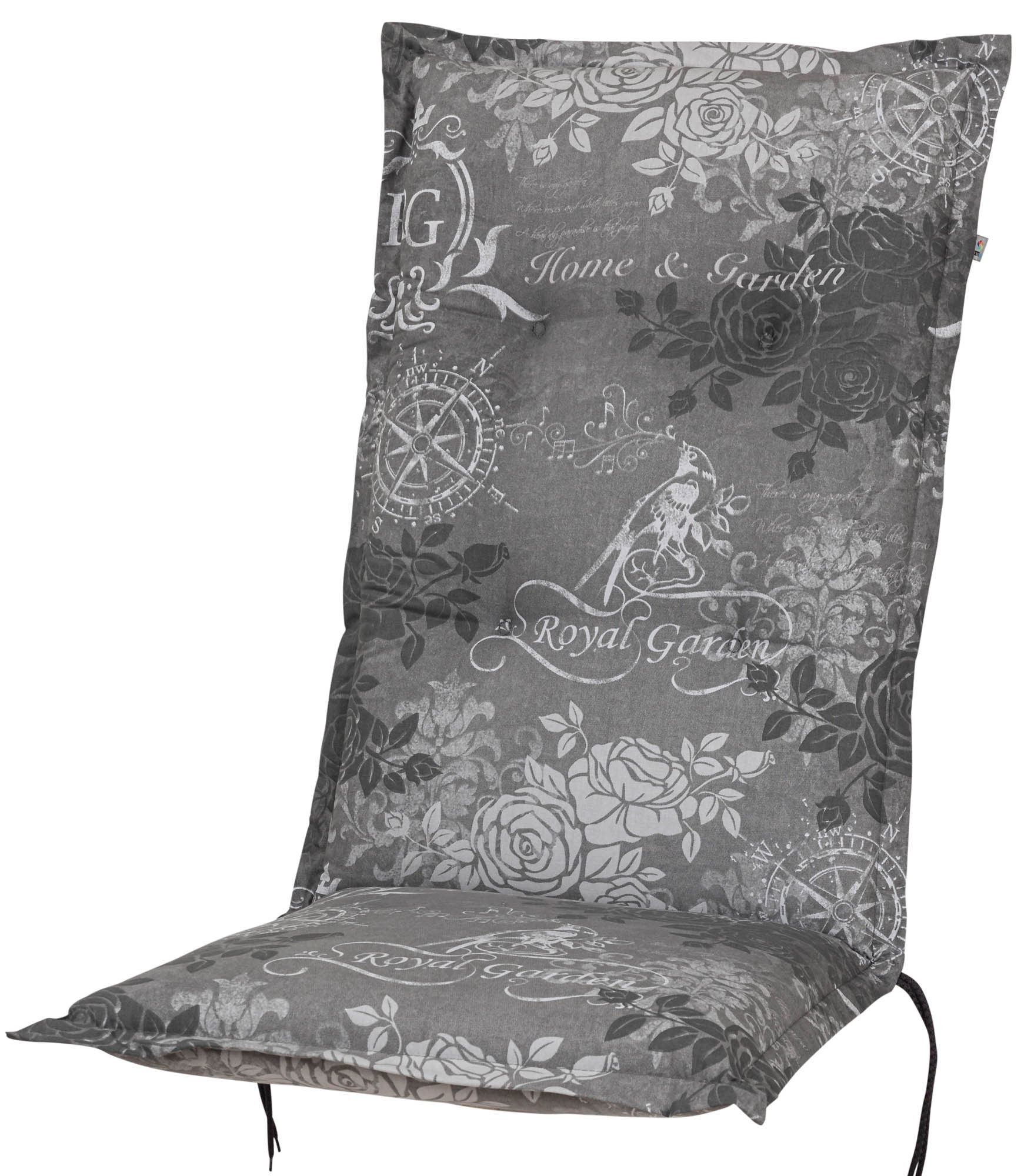 KETTtex Hochlehnerauflage Hochlehner Bali 2384 grau Rosen Royal Garden 120x49x8 cm KETTtex, (1 St)