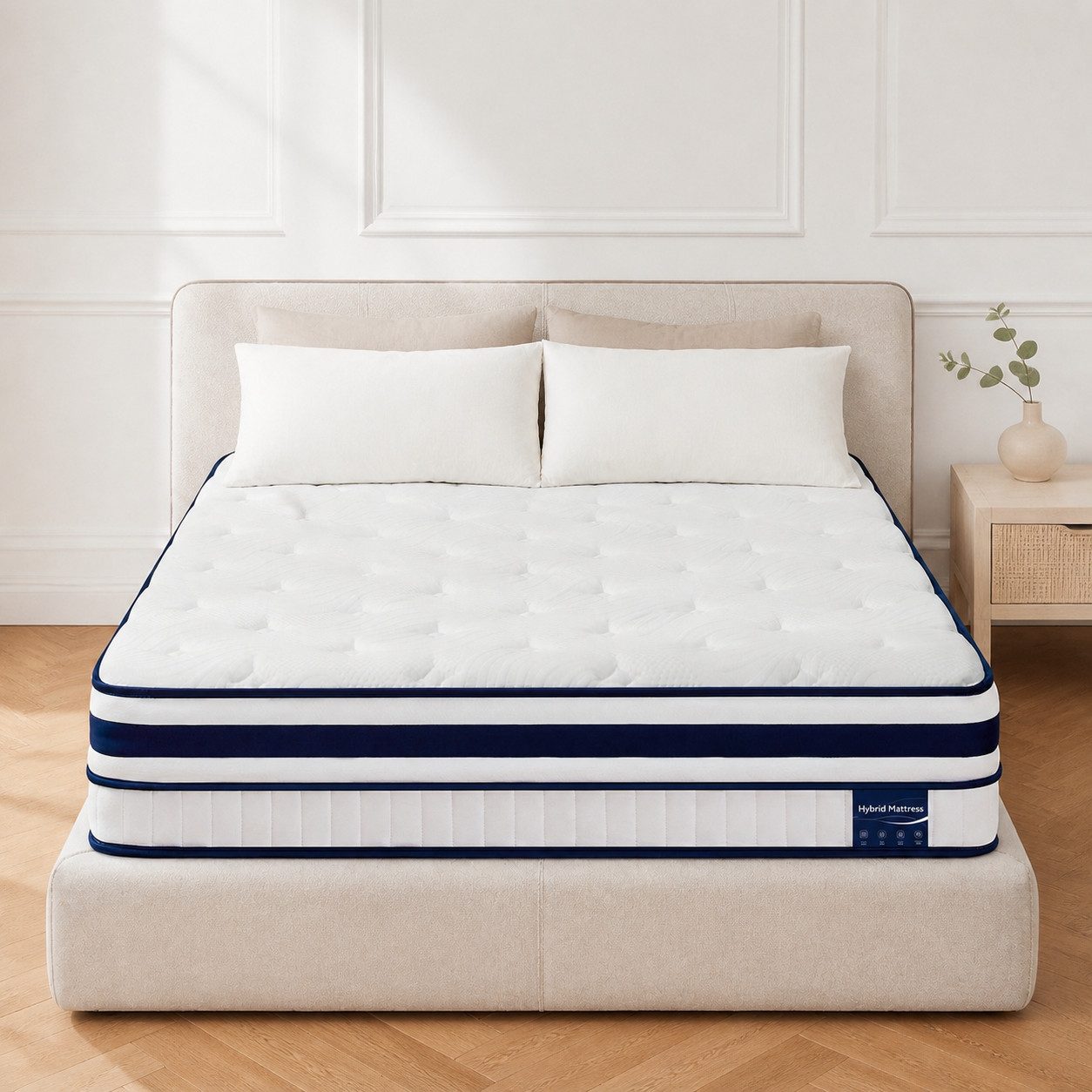 Boxspringmatratze 7-Zonen Taschenfederkernmatratze Hybridmatratze 30cm H4, Niceluck, 30 cm hoch, Atmungsaktiv , Kühlend, Orthopädisch, Punktelastisch