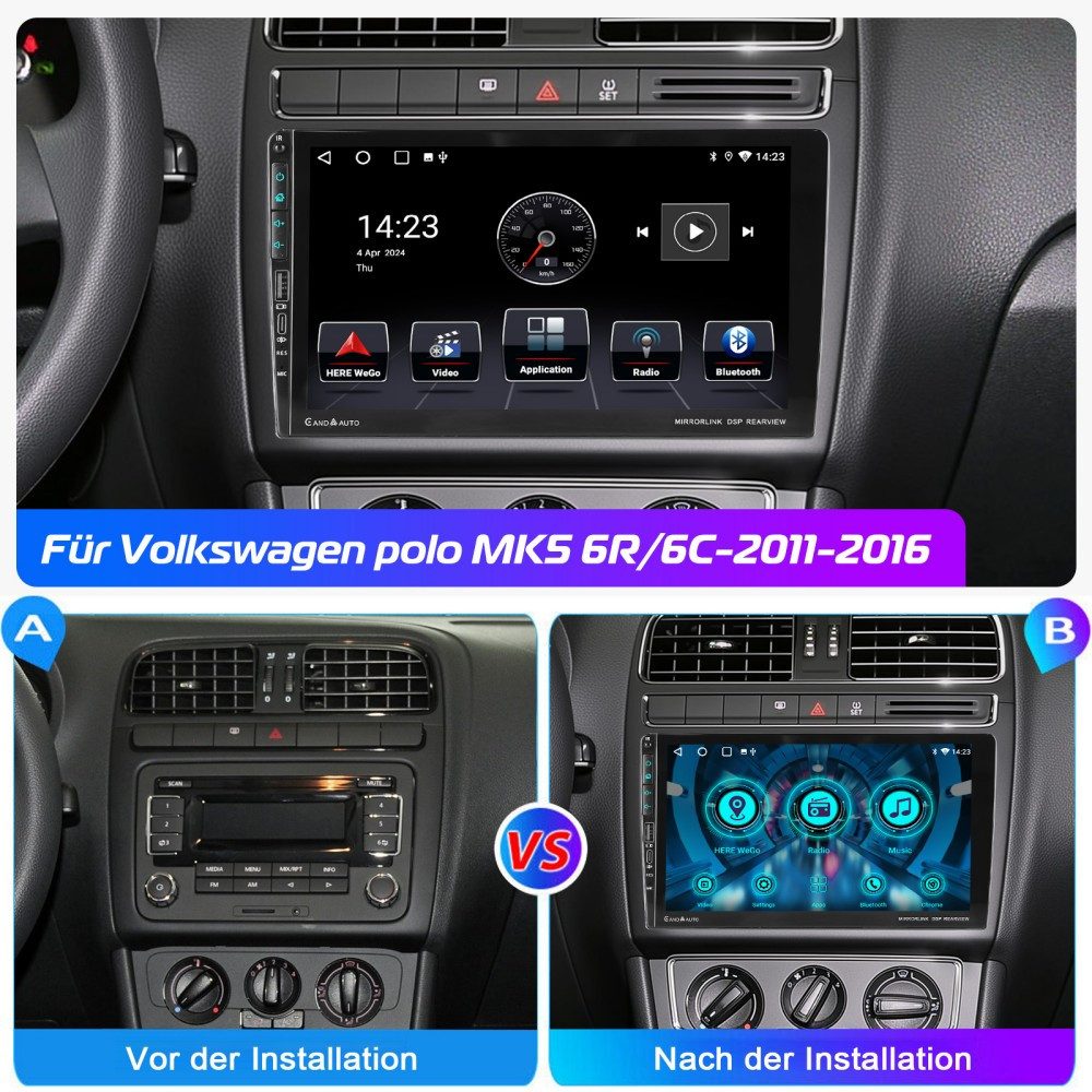 ESSGOO Für VW Polo 6R 6C 2009-2017 4+64GB Android 15 USB Autoradio (RDS, Digitalradio (DAB), FM, AM, Carplay Android Auto GPS Navi WIFI BT USB) – Bild 5 von 5