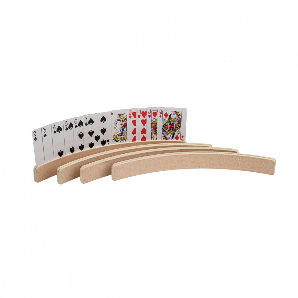 Philos Spiel, Spielkartenhalter aus Holz - 4er Set - ohne Spielkarten - 35 cm