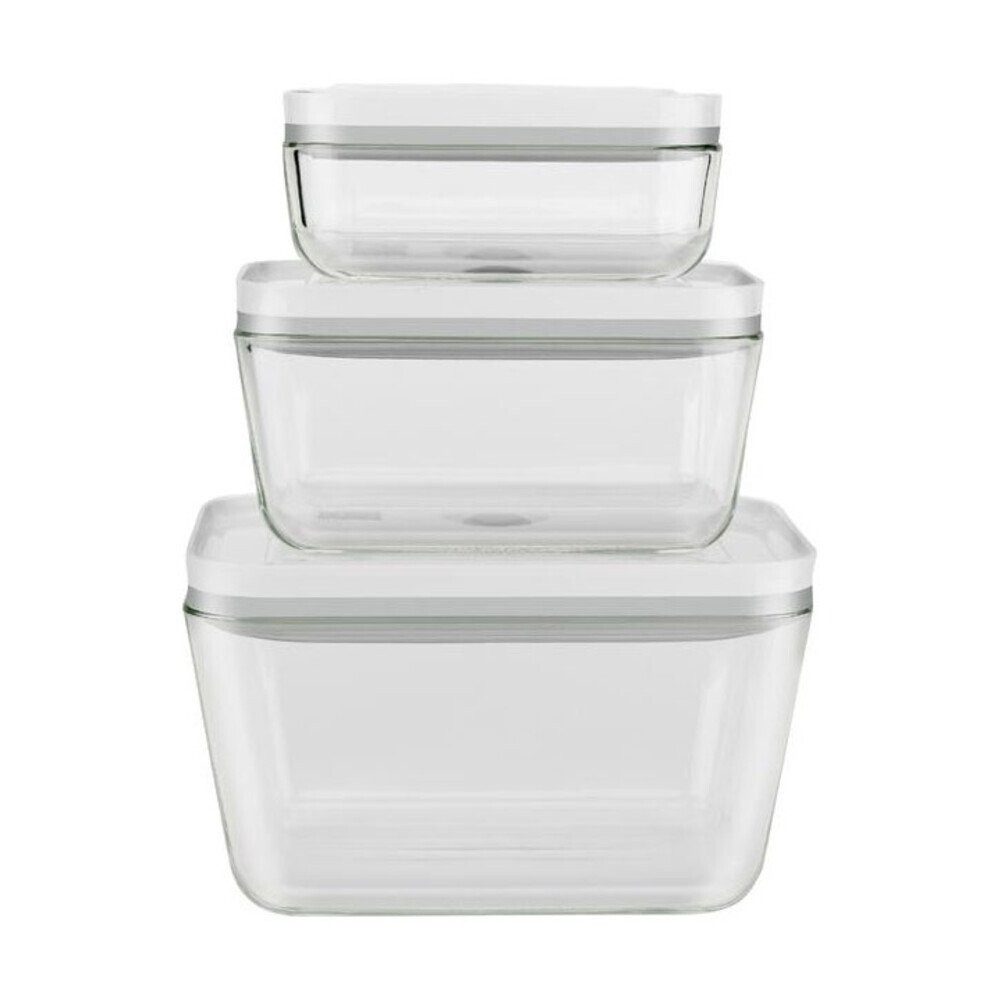 Zwilling Vakuumbehälter Vakuum-Boxen 3er-Set Fresh & Save weiß, Borosilikatglas, BPA frei, Kunststoff, Silikon, (Set, 3-tlg), Vakuum-Boxen, 3-tlg., Borosilikatg – Bild 2 von 5