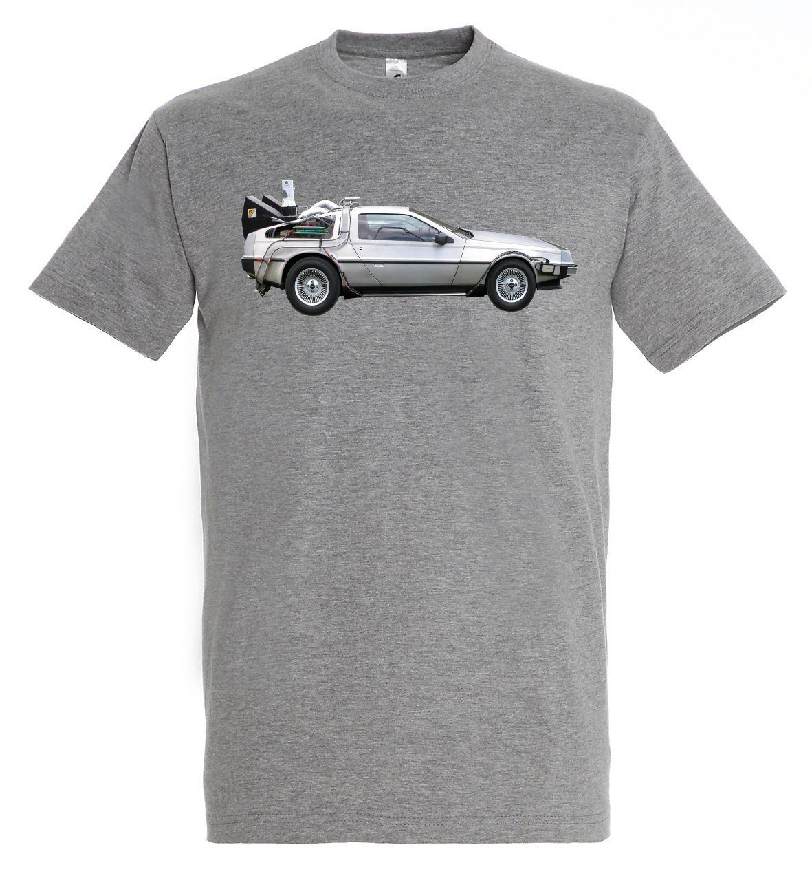 mit trendigem T-Shirt Herren Designz Frontprint Youth Delorean T-Shirt Grau