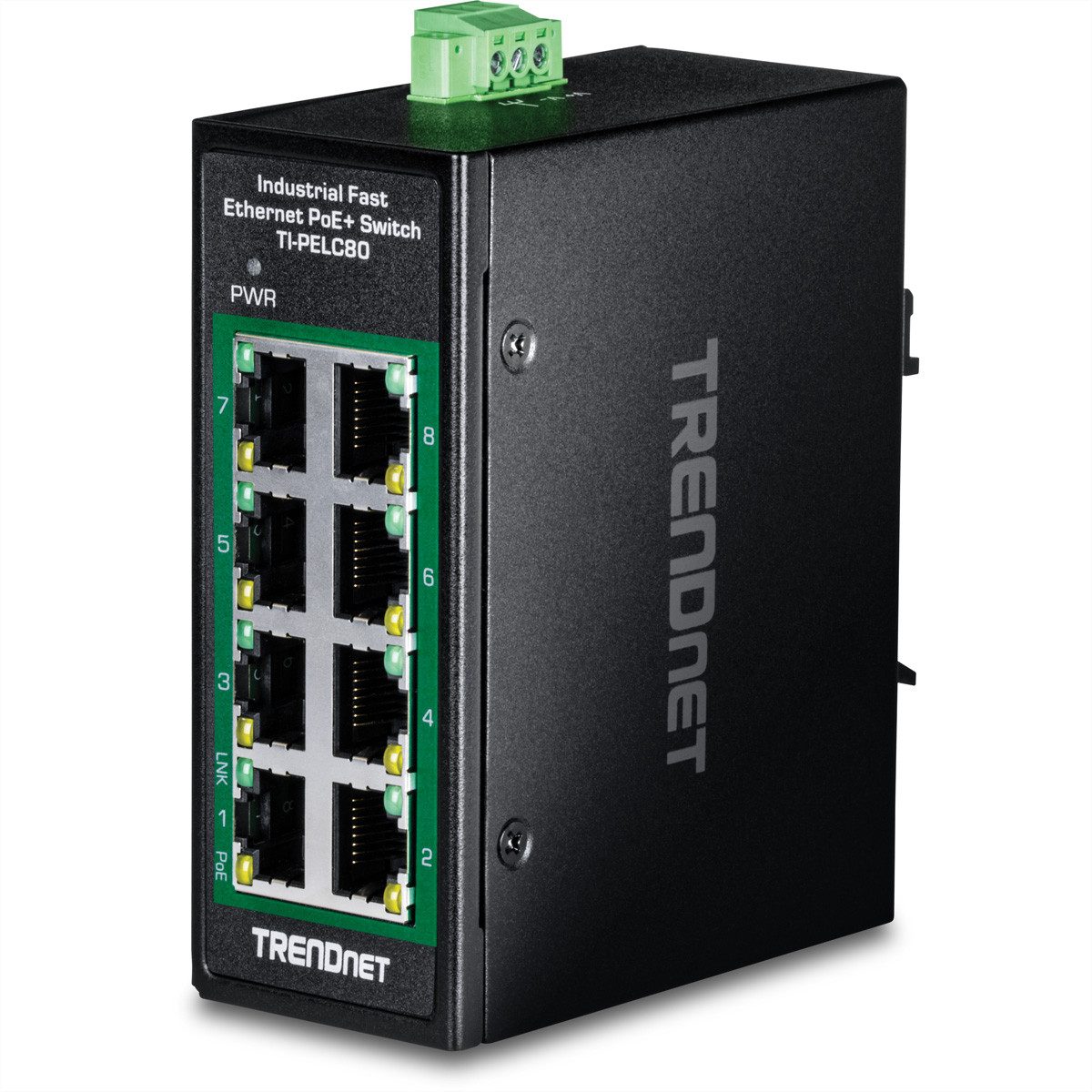 TI-PELC80 8-Port Ethernet PoE+ Industrial DIN-Rail Mini Switch Netzwerk-Switch