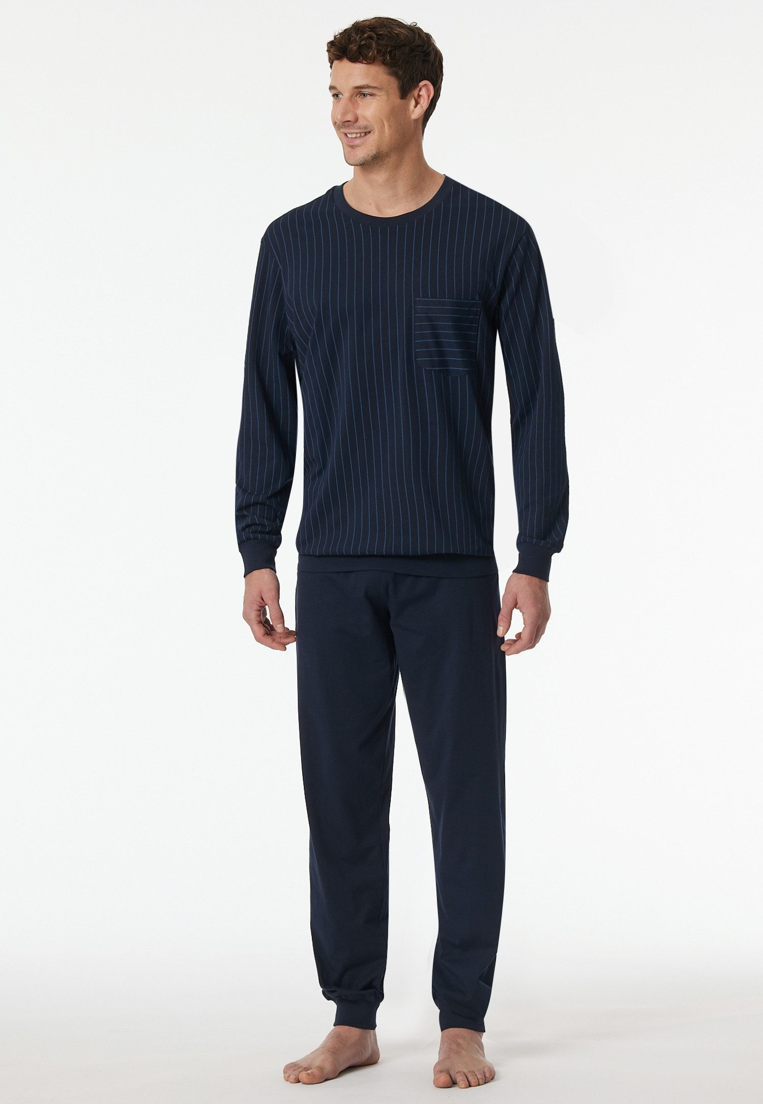 Schiesser Schlafanzug Comfort Essentials (2 tlg) mit gestreiftem Oberteil günstig online kaufen