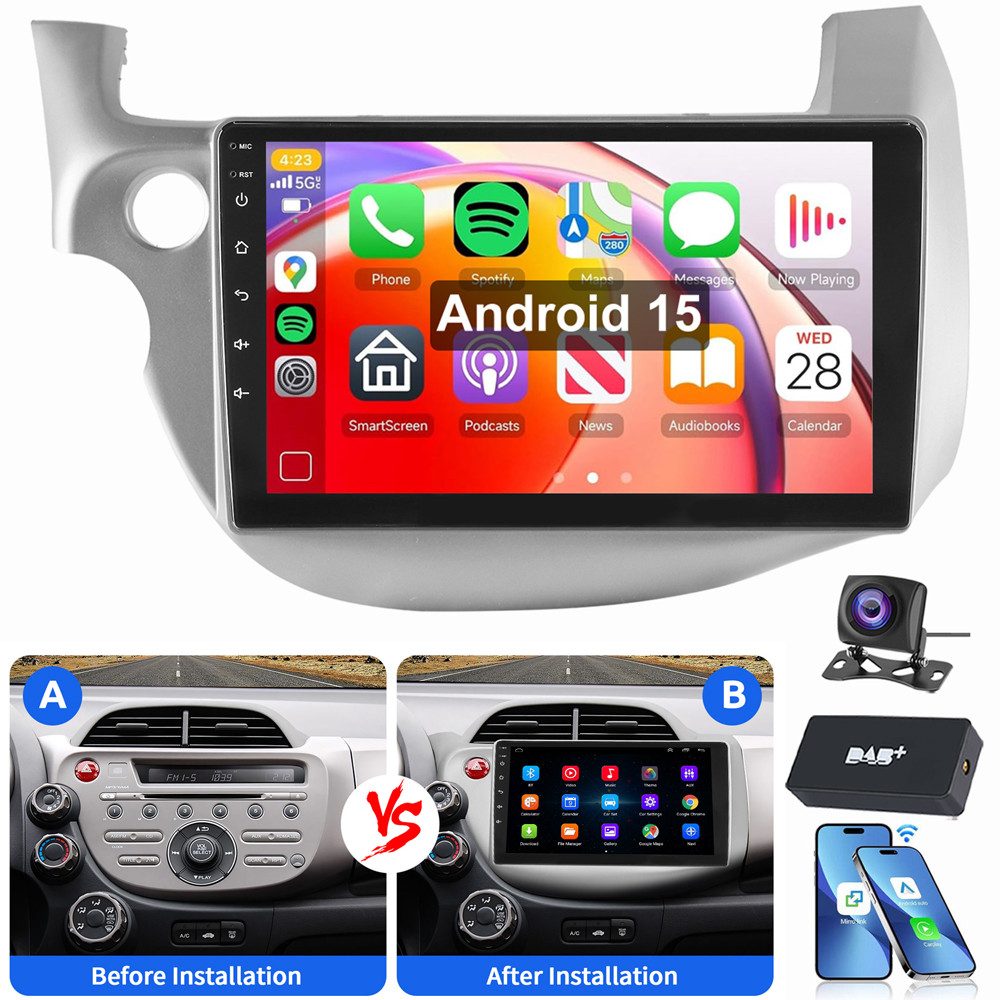 ESSGOO Für Honda FIT JAZZ 2008-2013 Android 15 CARPLAY Autoradio Autoradio (RDS, Digitalradio (DAB), FM, AM)
