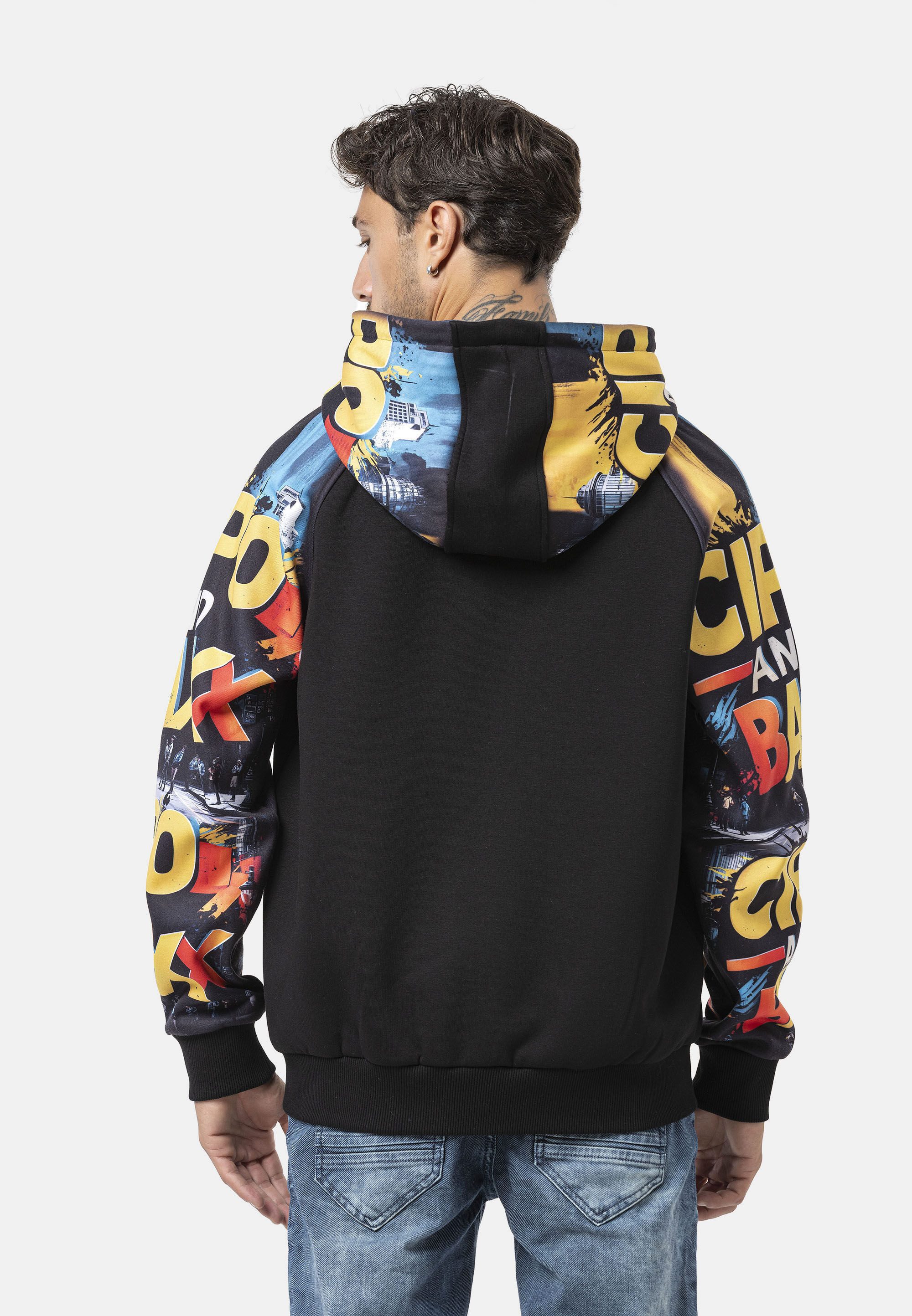 Cipo & Baxx Strickjacke CL589 (1-tlg) mit knalligen Comic-Grafiken auf den Ärmeln