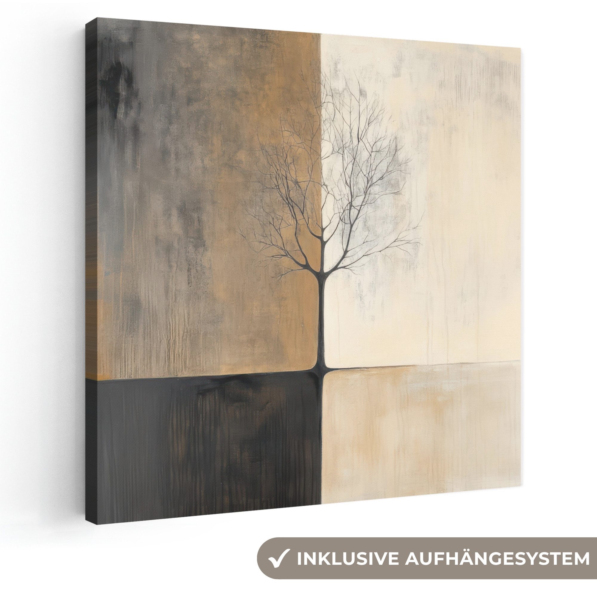 OneMillionCanvasses® Leinwandbild Baum - Ebenen - Äste - Farbverlauf, Fotodruck (1 St), Wandbild, Deko Schlafzimmer Wohnzimmer Flur 20x20 cm