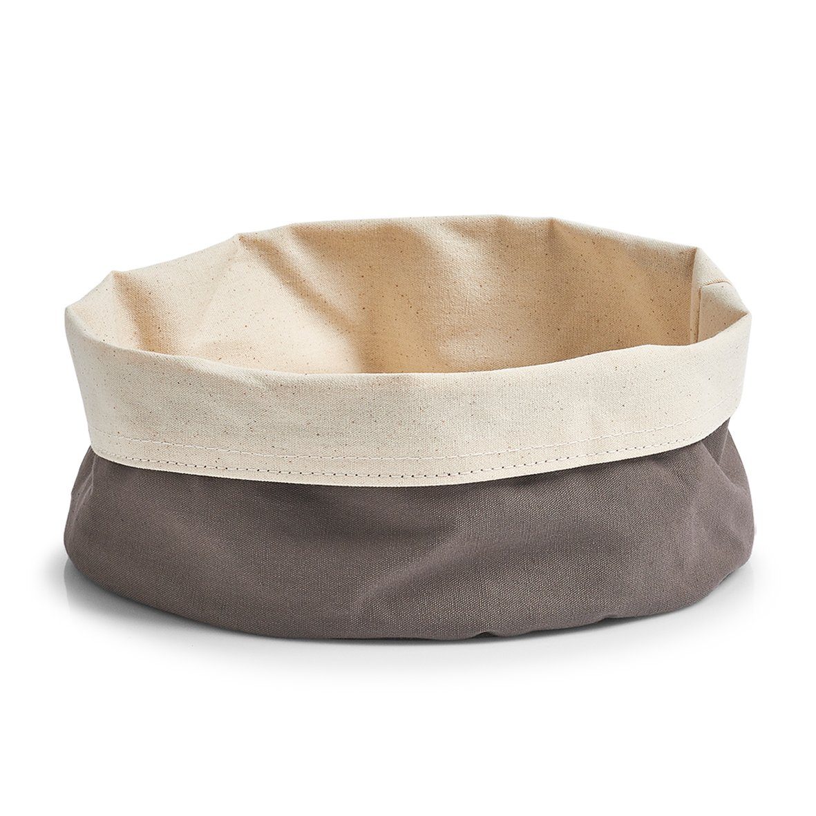 Zeller Present Brottasche Brotbeutel, Baumwolle, rund, Baumwolle, anthrazit/creme, Ø25 x 13 cm