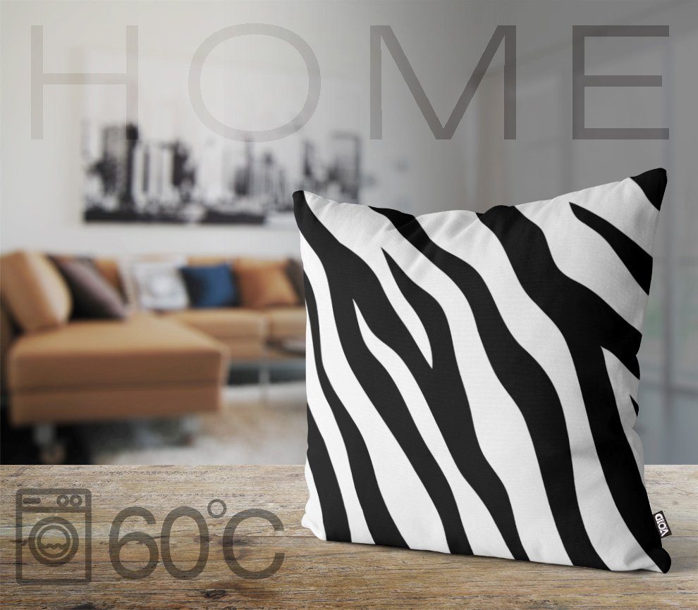 VOID Kissenbezug, (1 Stück), Zebra-Fell gemustert Schwarz Weiss Muster Afrika Asien Steppe Herde S