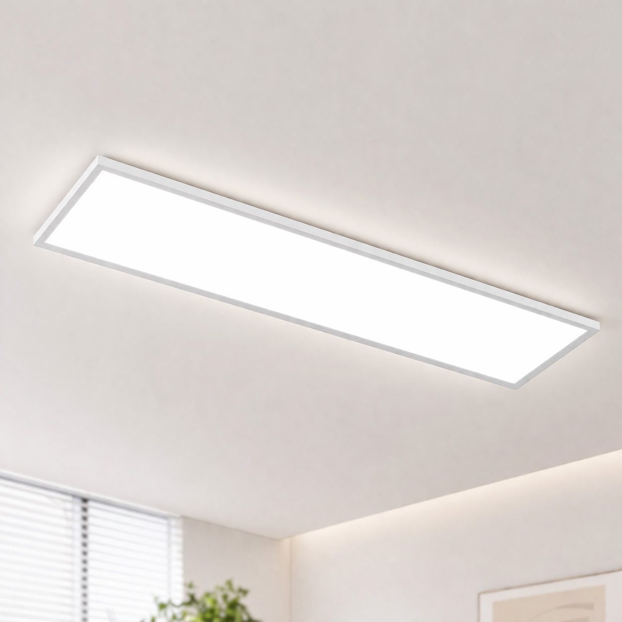 ZMH LED Deckenleuchte LED 3000-6500K dimmbar 100/120cm Schwarz/Weiß Deckenlampe, LED fest integriert, warmweiß, neutralweiß, kaltweiß, 40W Rechteckig 4100LM Timer Memory Bürolampe