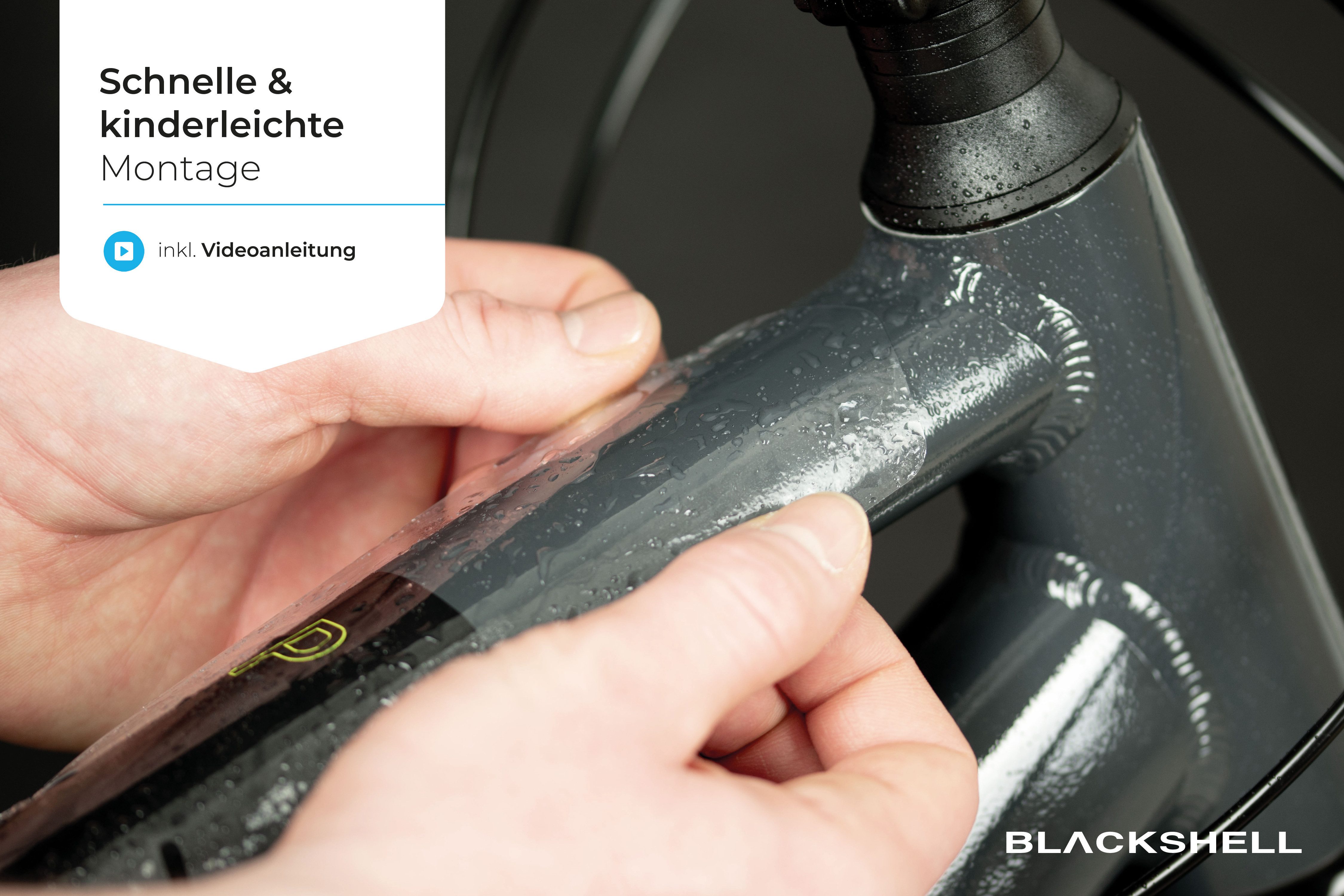 Blackshell Lackschutzfolie Fahrrad Aufkleber Schutzfolie für alle Rahmentypen Transparent, 24-teilig, Steinschlagschutzset, Lackschutzfolie, Einfache Montage – Bild 4 von 5