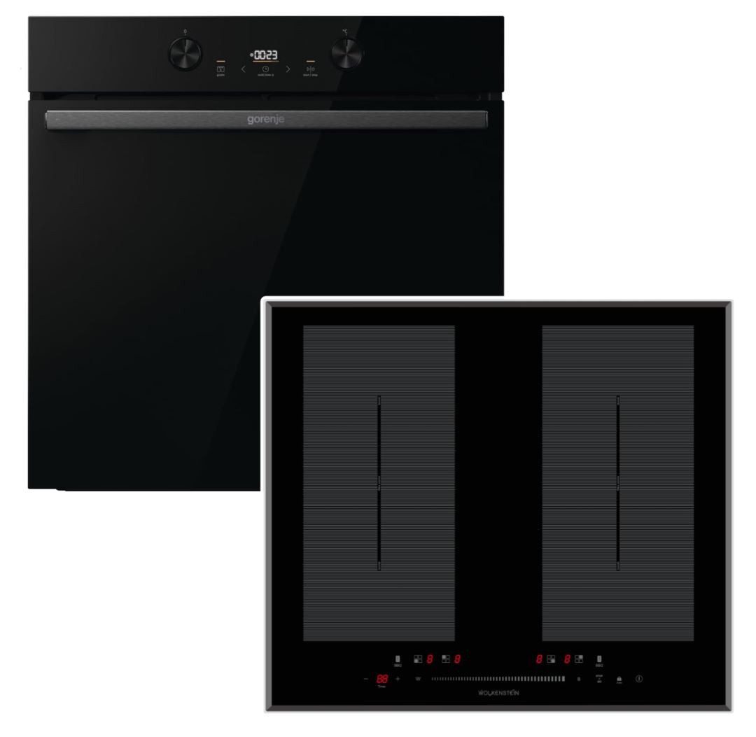 GORENJE Backofen-Set AirFry mit Wolkenstein Induktionskochfeld Booster autark 60 cm