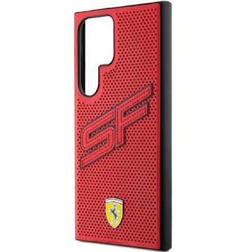 Ferrari Handyhülle Case Galaxy S24 Ultra Kunstleder rot Logo Metall 6,8 Zoll, Kantenschutz