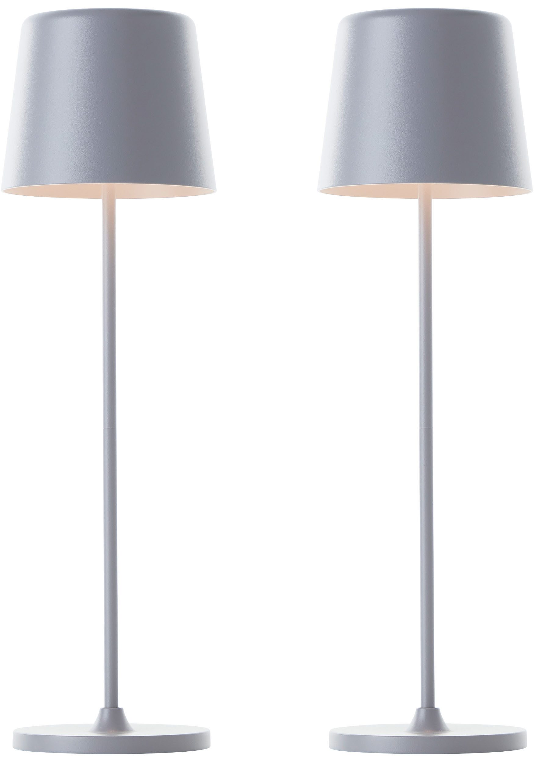 LED Tischleuchte Kaami - mobile LED Außen Tischlampe 2er-Set