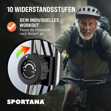 Sportana Heimtrainer Fitnessbike (1-tlg), Heimtrainer Eagle 4 klappbar 10 Stufen Pulssensoren App Hüfttrainer