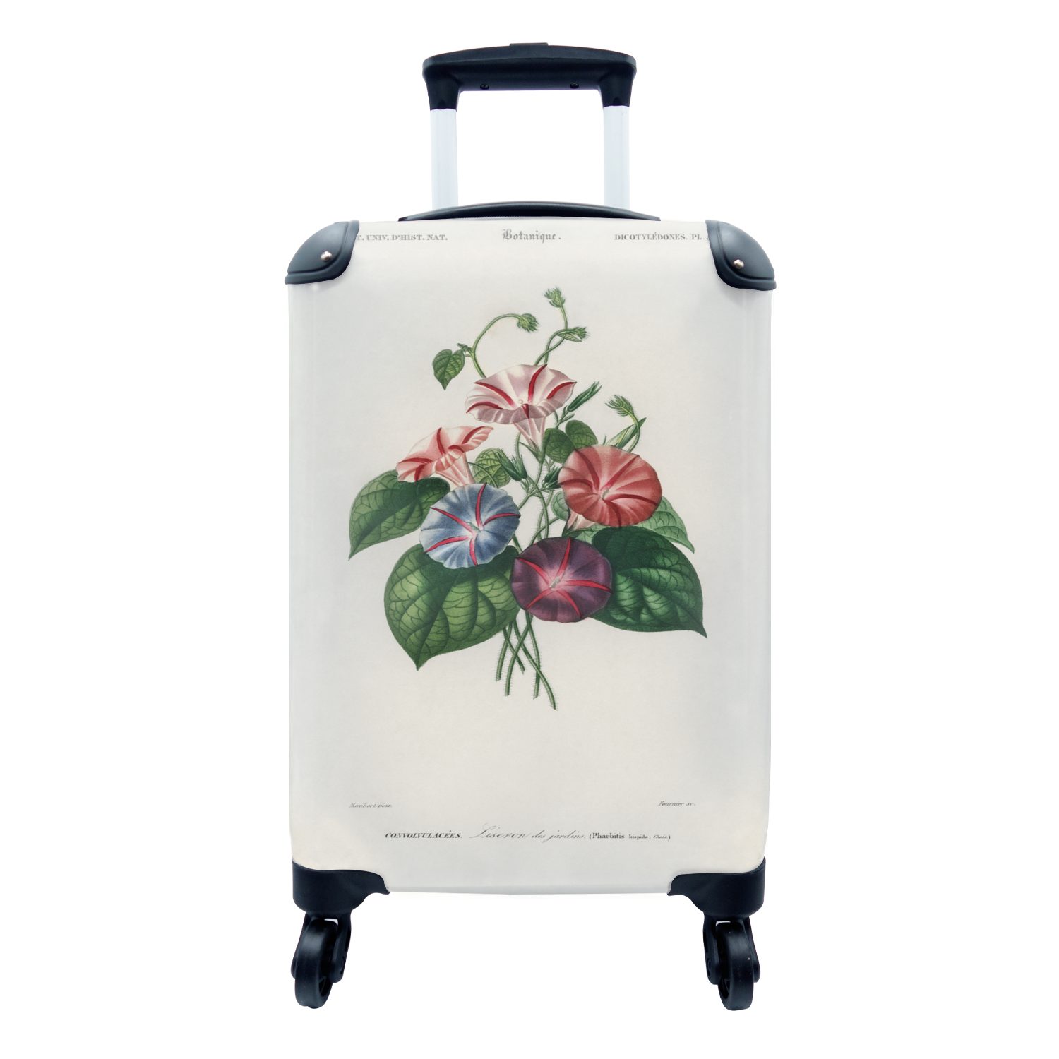 MuchoWow Handgepäckkoffer Blumen - Vintage - Blatt, 4 Rollen, Reisetasche mit rollen, Handgepäck für Ferien, Trolley, Reisekoffer
