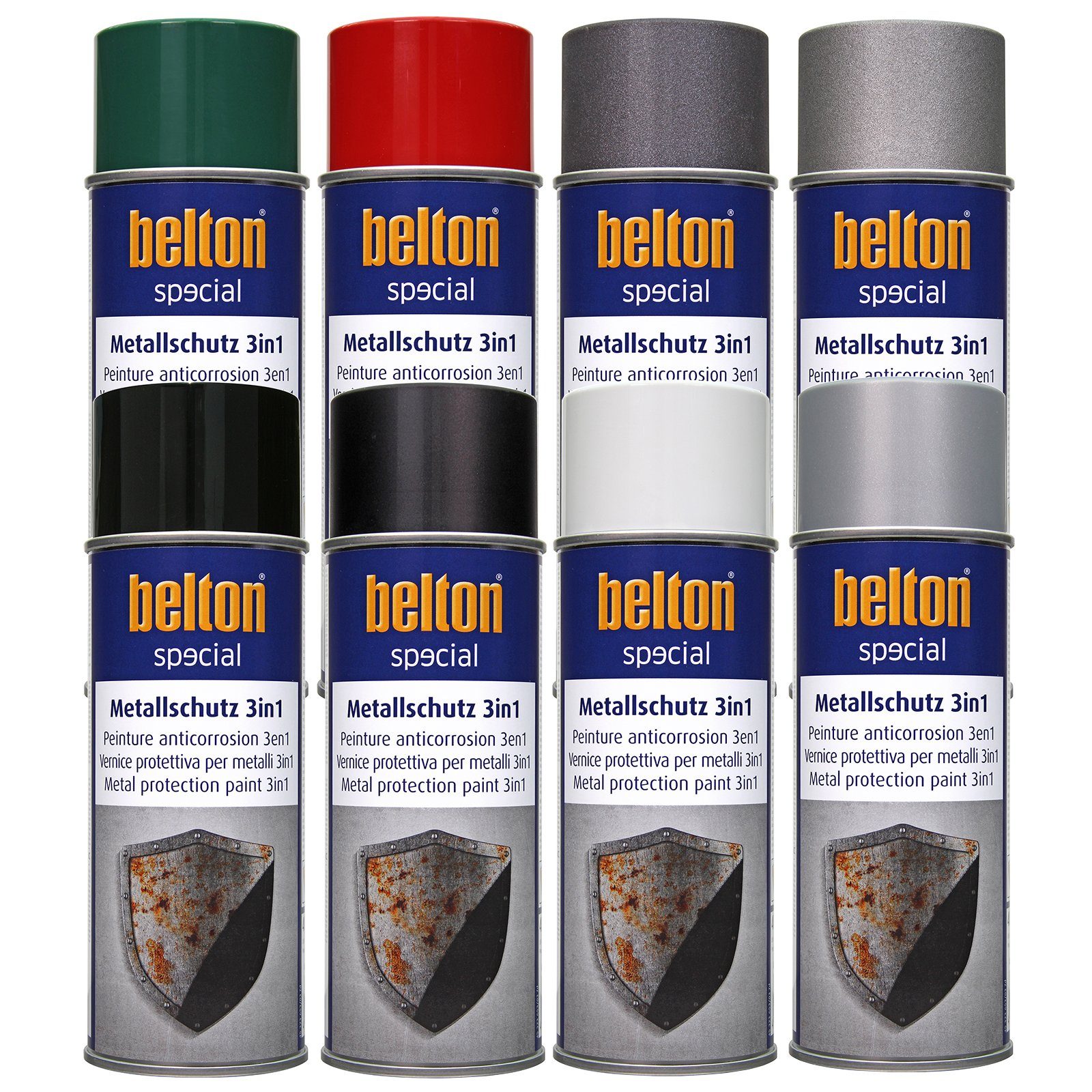 belton Metallschutzlack 2 x 400 ml 3in1 Wahl Schutzlack Rostschutzlack, Moosgrün nach Farbe Anti-Korrosion