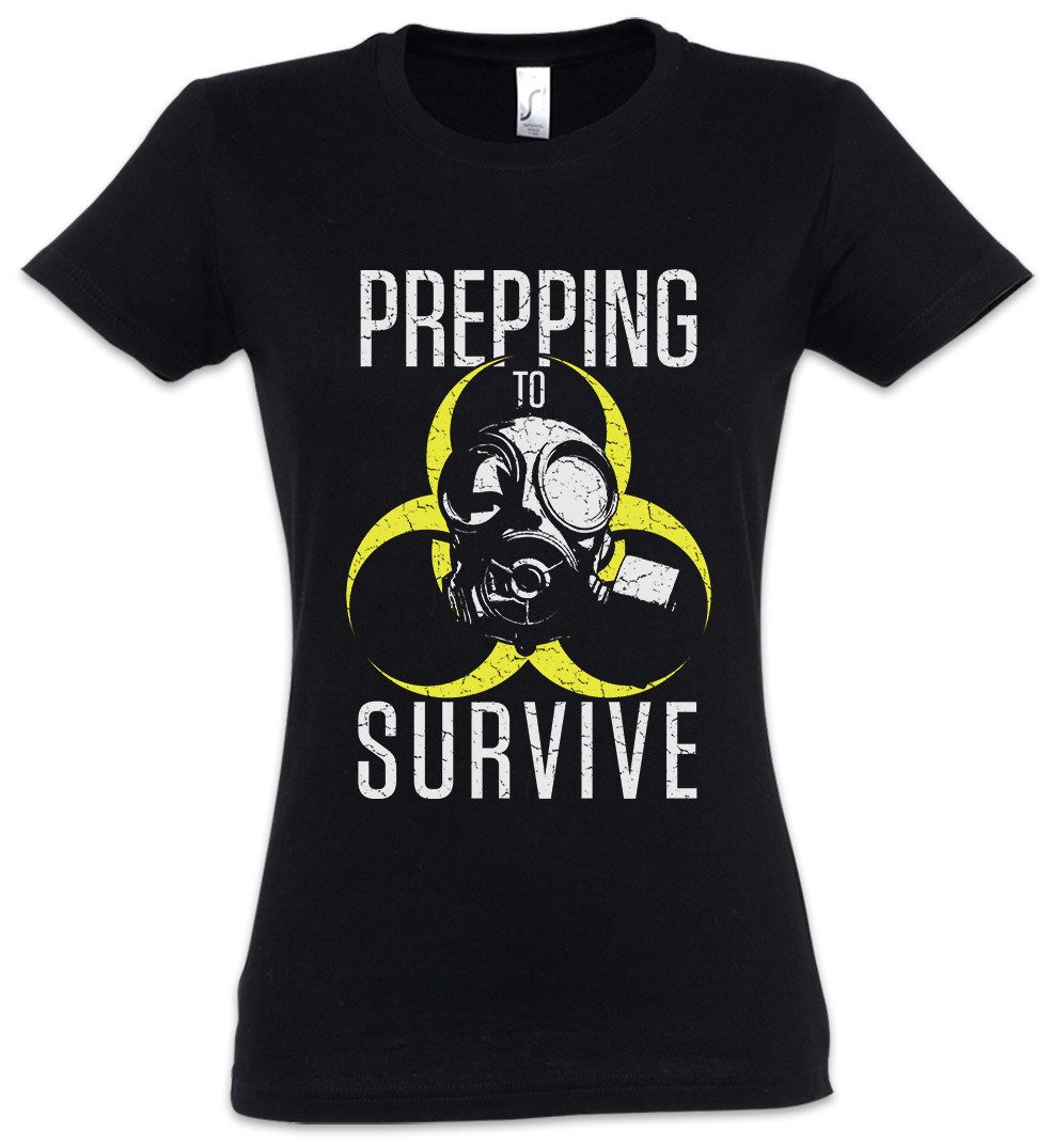 Print-Shirt Prepping To Survive Damen T-Shirt Prepper Survival Apokalypse Logo