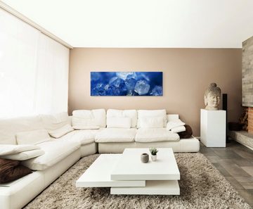 Sinus Art Leinwandbild Künstlerische Fotografie  Dunkelblaue Quartzkristalle auf Leinwand exklusives Wandbild moderne Foto