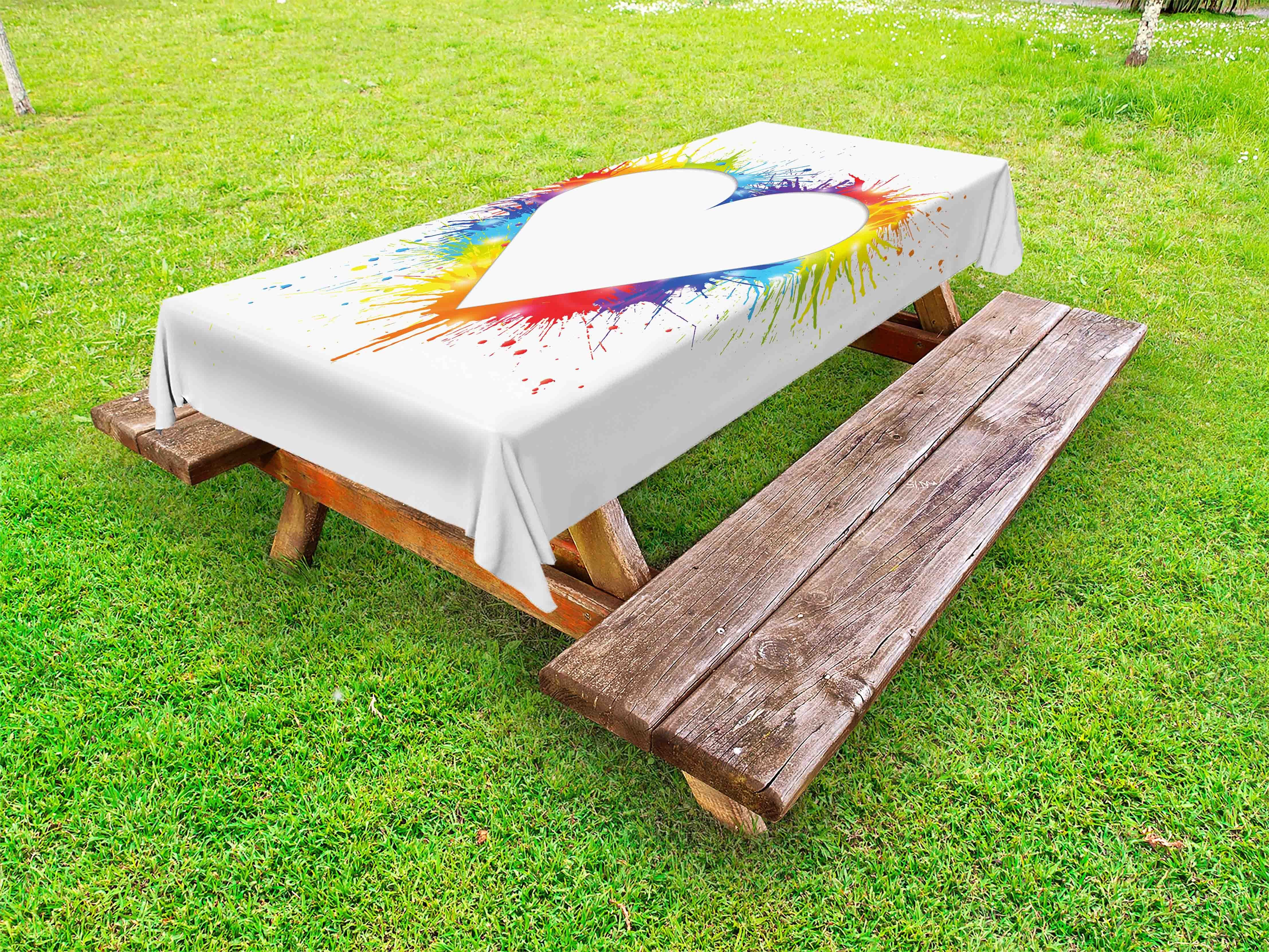 Es ist der letzte Schrei! Abakuhaus Tischdecke dekorative Motivbild Bunt Herz-geformte Picknick-Tischdecke, waschbare