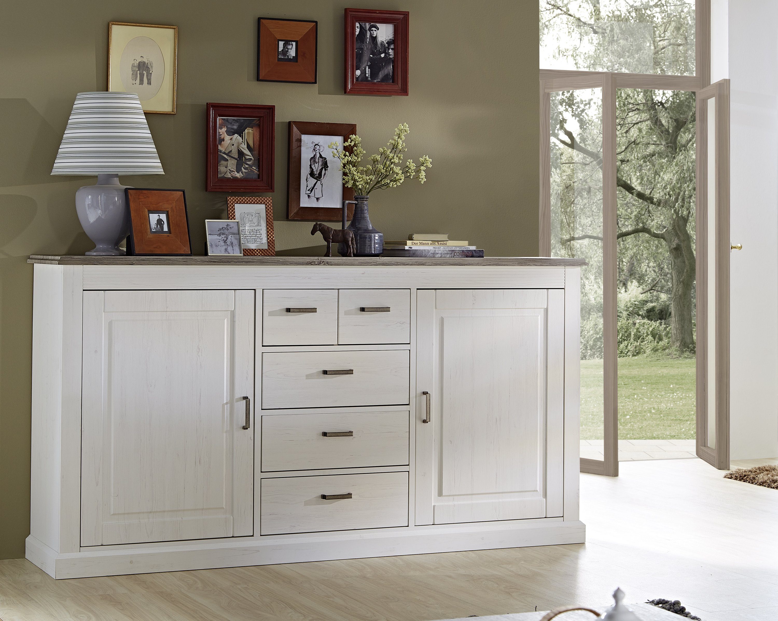 HARPER Sideboard Sideboard HARPER WENJE BHT 200x105x42 cm beige Kommode Bürokommode