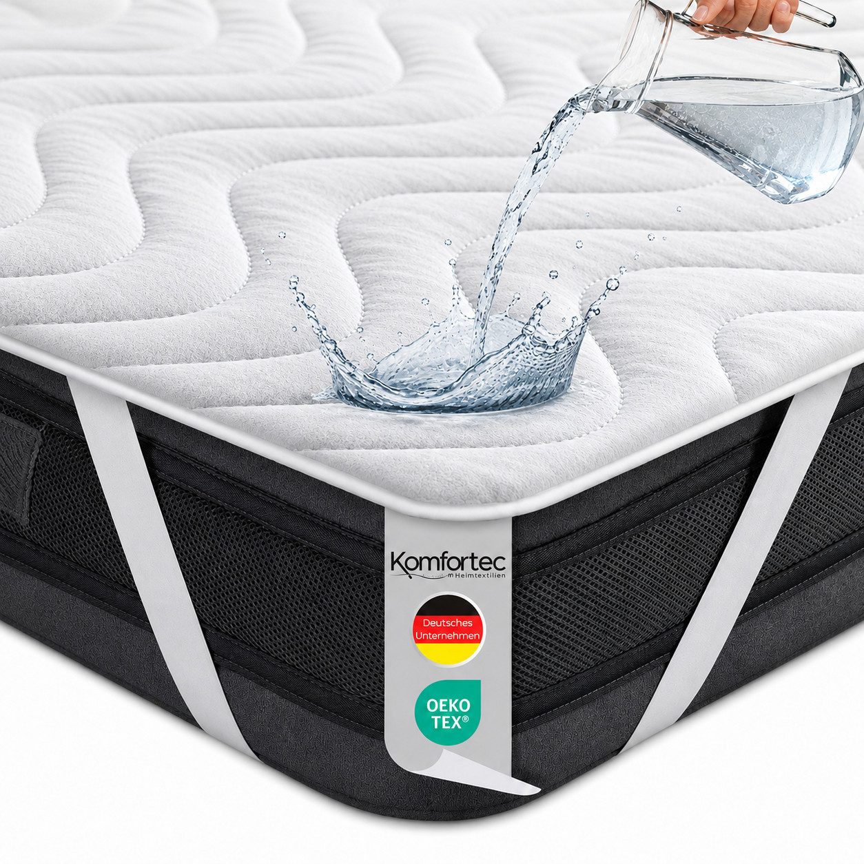Matratzenschoner 100 g/m², 90x200, 120x200, 140x200, 160x200, 180x200 oder 200x200 cm Komfortec, 1 oder 2 Stück Wasserdichter Matratzenauflage