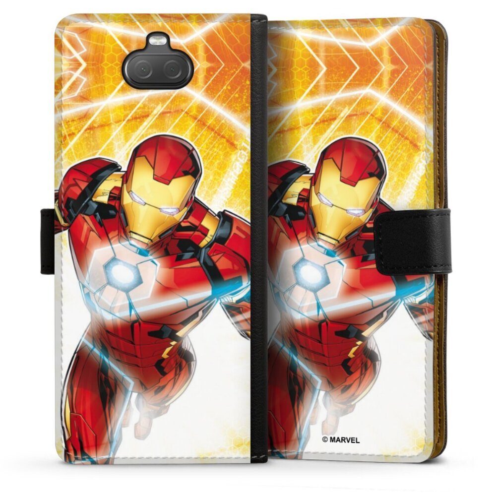 DeinDesign Handyhülle Iron Man on Fire, Sony Xperia 10 Hülle Handy Flip Case Wallet Cover Handytasche Leder