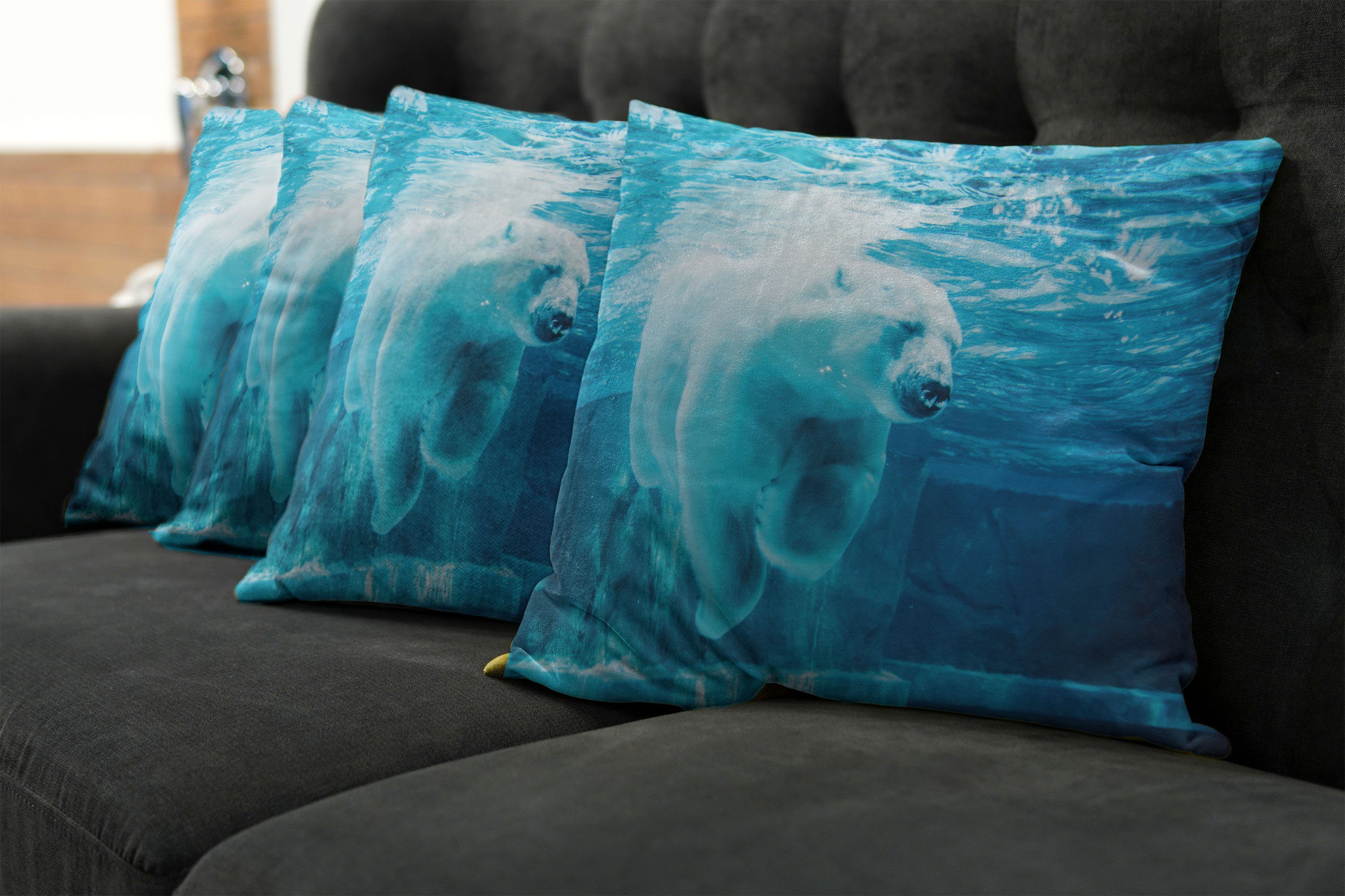 Modern Doppelseitiger Stück), Digitaldruck, Polar Kissenbezüge Bär Arctic Accent (4 Abakuhaus Unterwasser