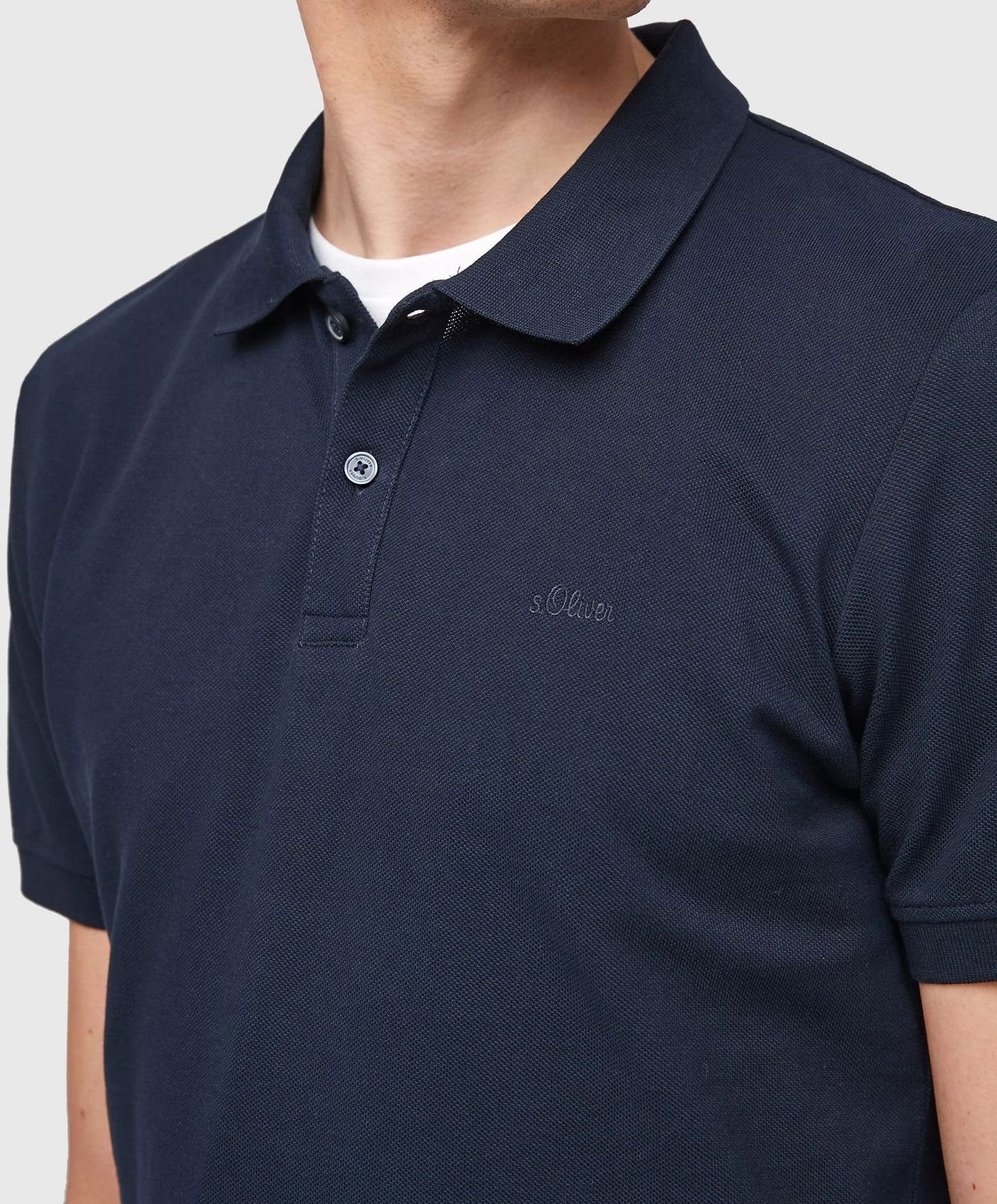 Logostickerei Poloshirt (1-tlg) Poloshirt Navy mit s.Oliver